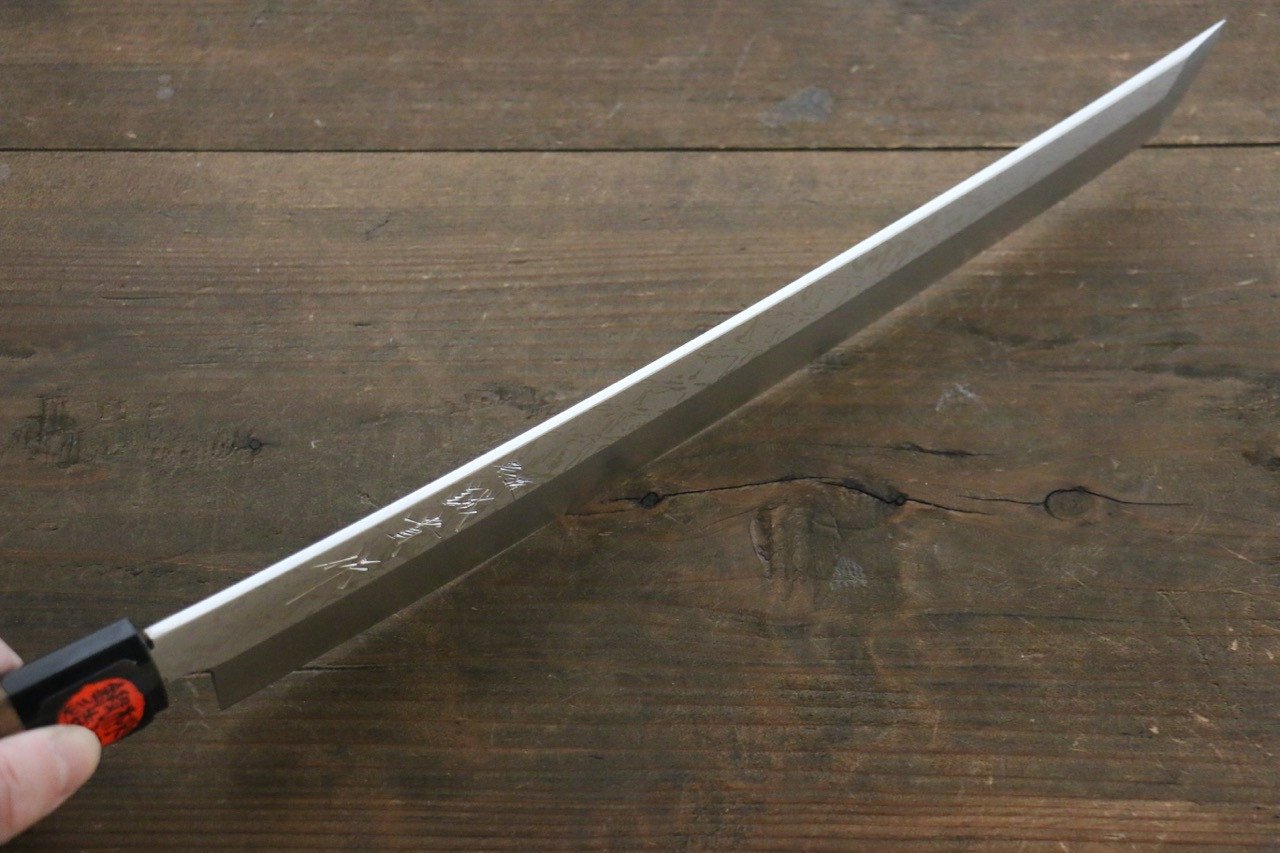 Shigeki Tanaka Blue Steel No.2 Damascus Sakimaru Takohiki 300mm Walnut Handle - Japanny - Best Japanese Knife