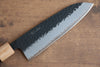 Seisuke Shitan Blue Super Hammered Kurouchi Santoku 170mm Shitan Handle - Japanny - Best Japanese Knife