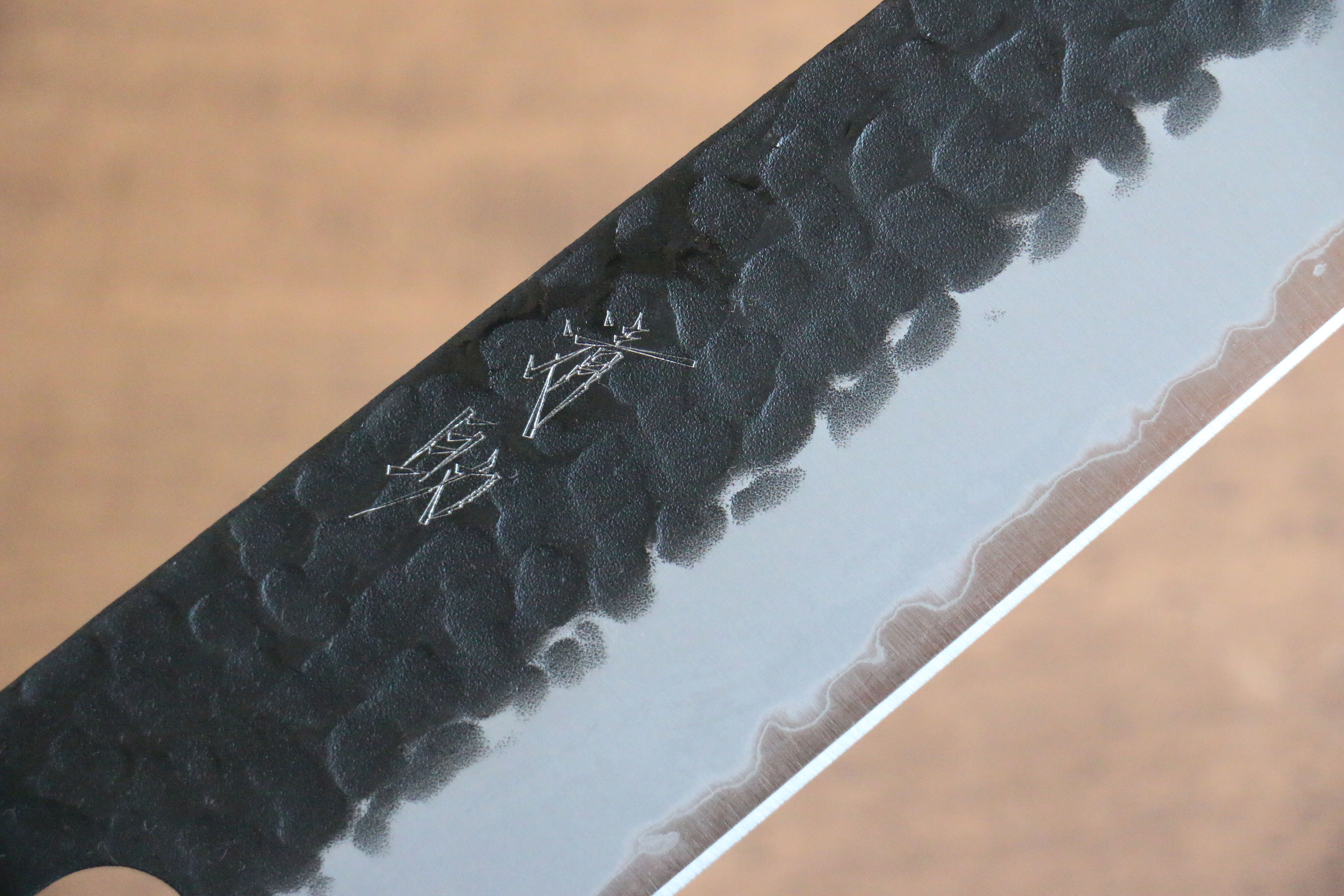 Seisuke Blue Super Hammered Kurouchi Kiritsuke 210mm Rosewood Handle - Japanny - Best Japanese Knife