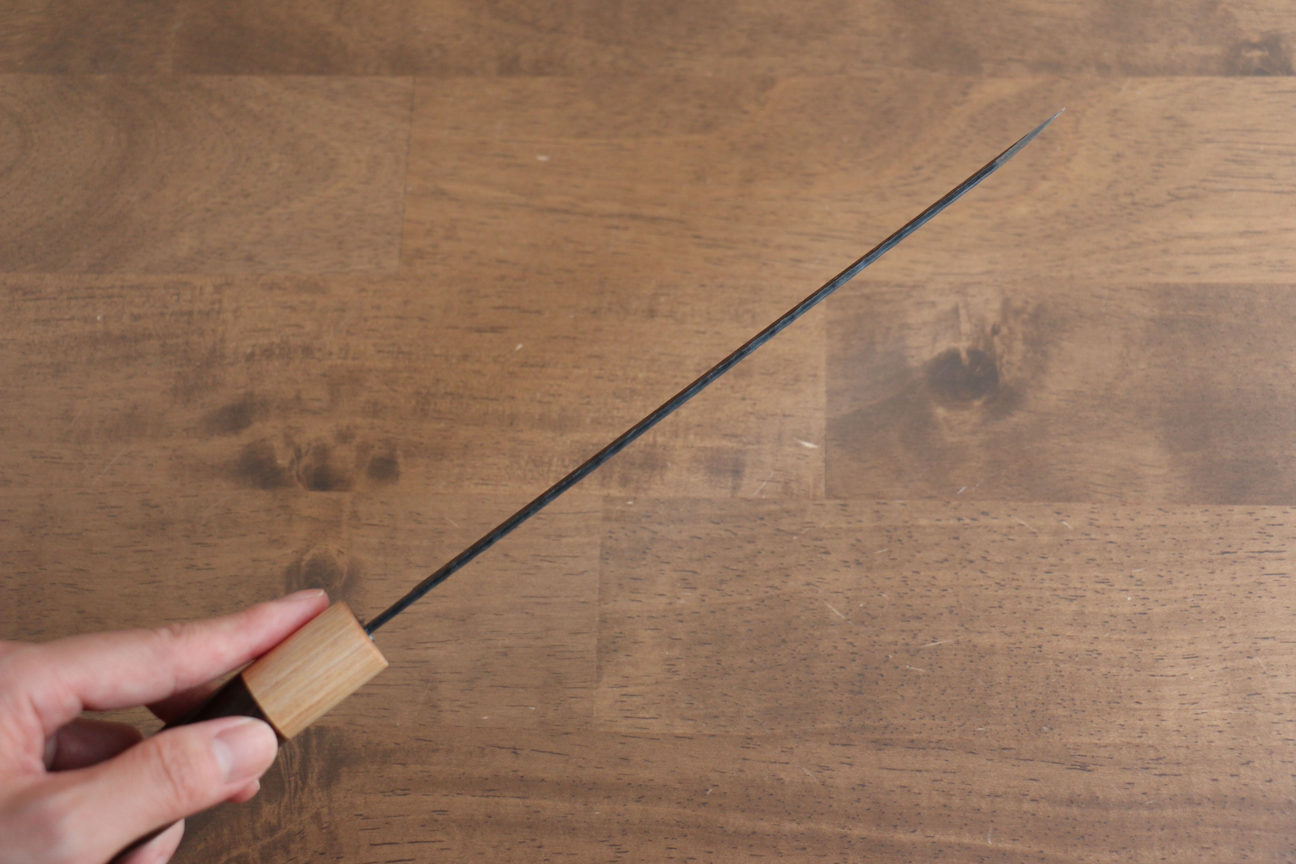 Seisuke Blue Super Hammered Kurouchi Kiritsuke 210mm Rosewood Handle - Japanny - Best Japanese Knife