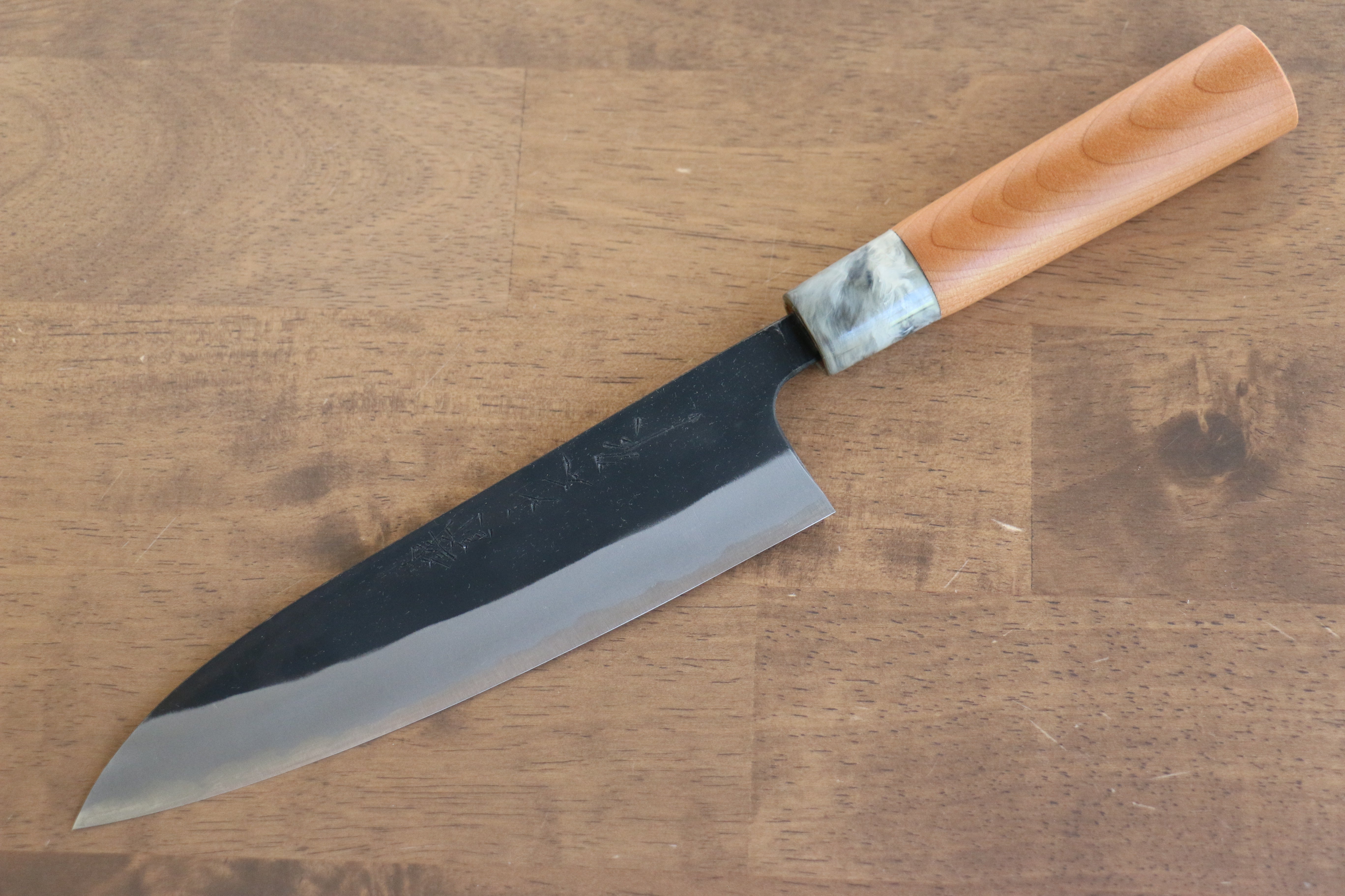 Nao Yamamoto White Steel No.2 Kurouchi Gyuto 180mm Cherry Wood Handle - Japanny - Best Japanese Knife