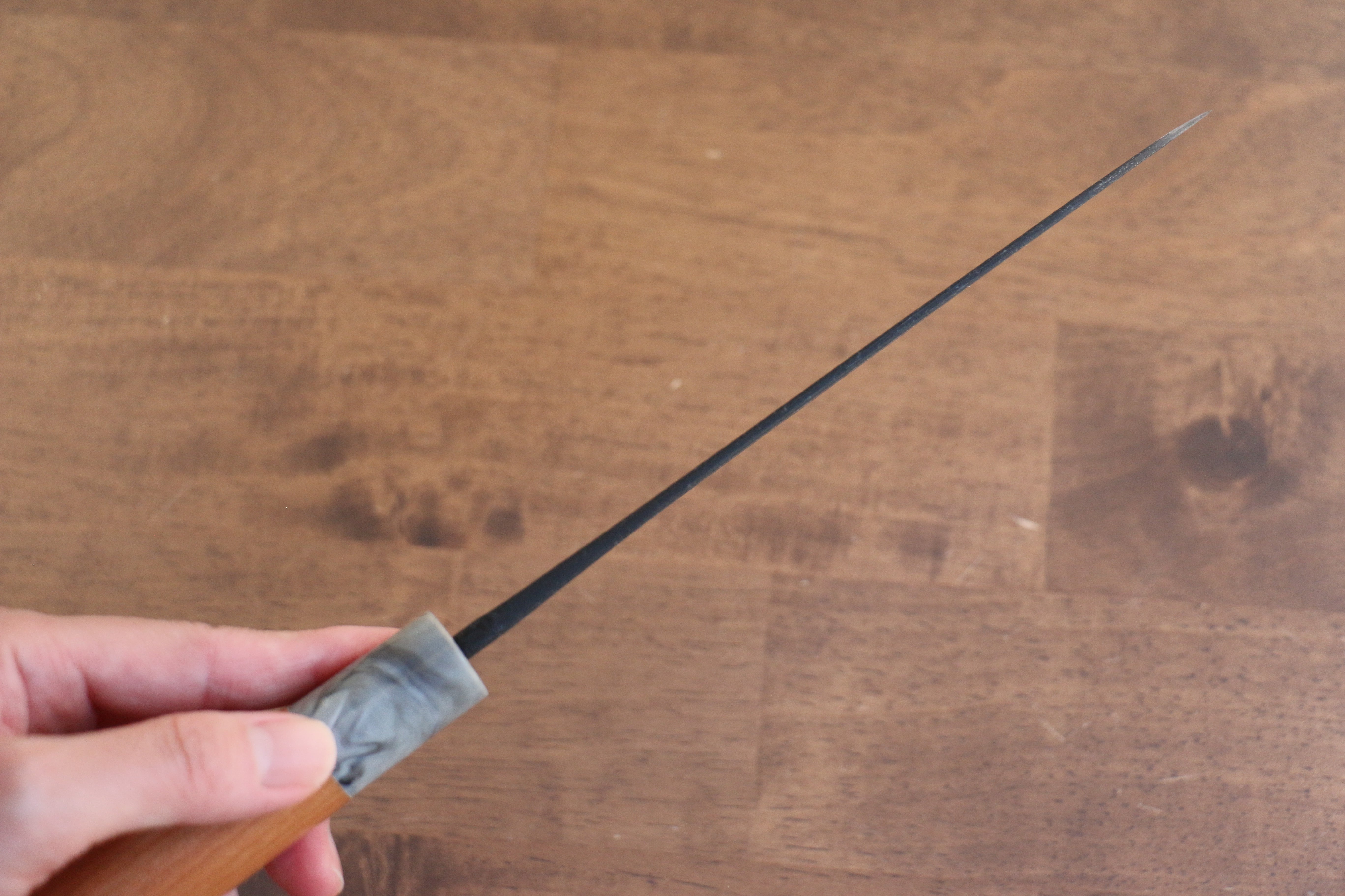 Nao Yamamoto White Steel No.2 Kurouchi Santoku 170mm Cherry Wood Handle - Japanny - Best Japanese Knife