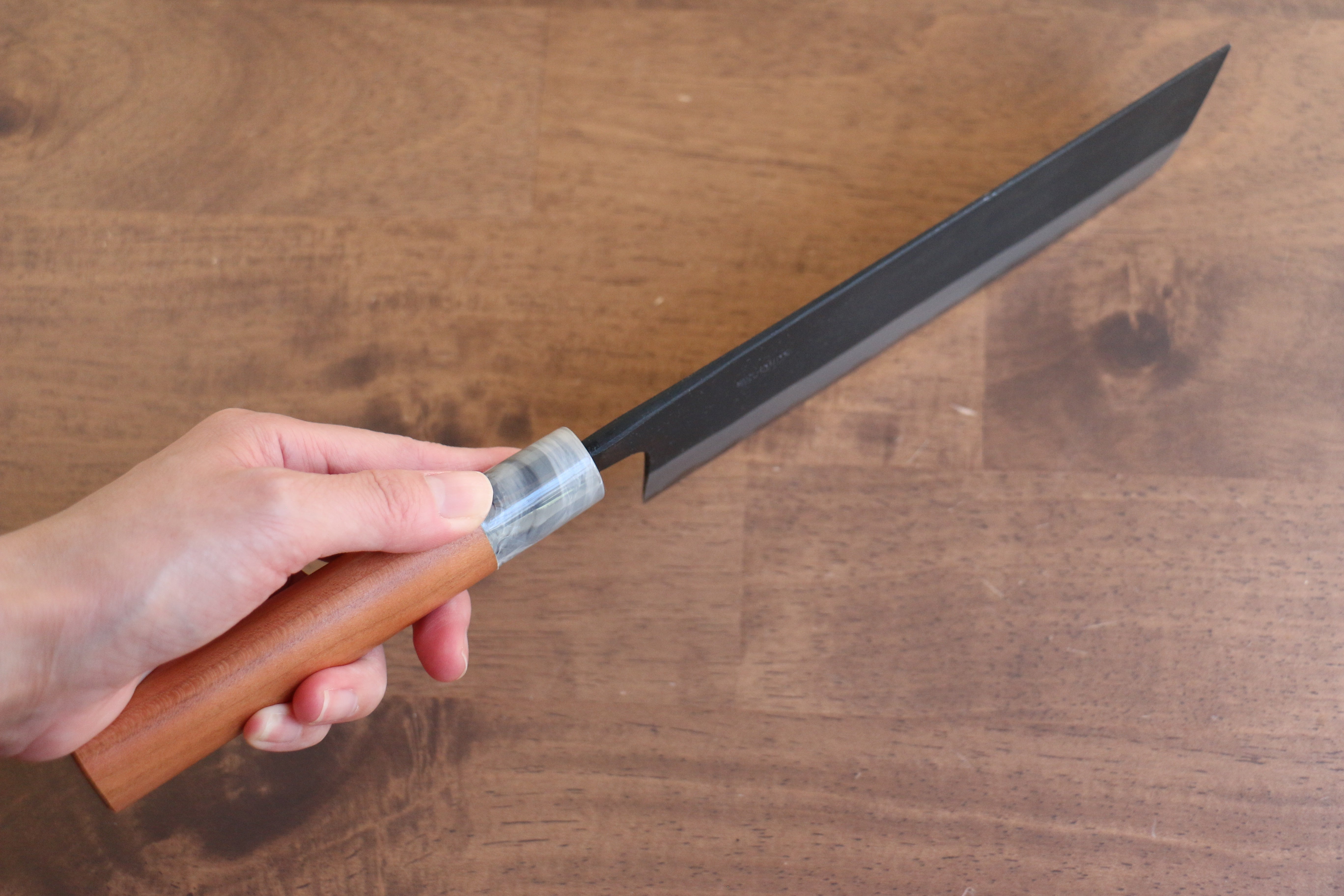 Nao Yamamoto White Steel No.2 Kurouchi Nakiri 180mm Cherry Wood Handle - Japanny - Best Japanese Knife