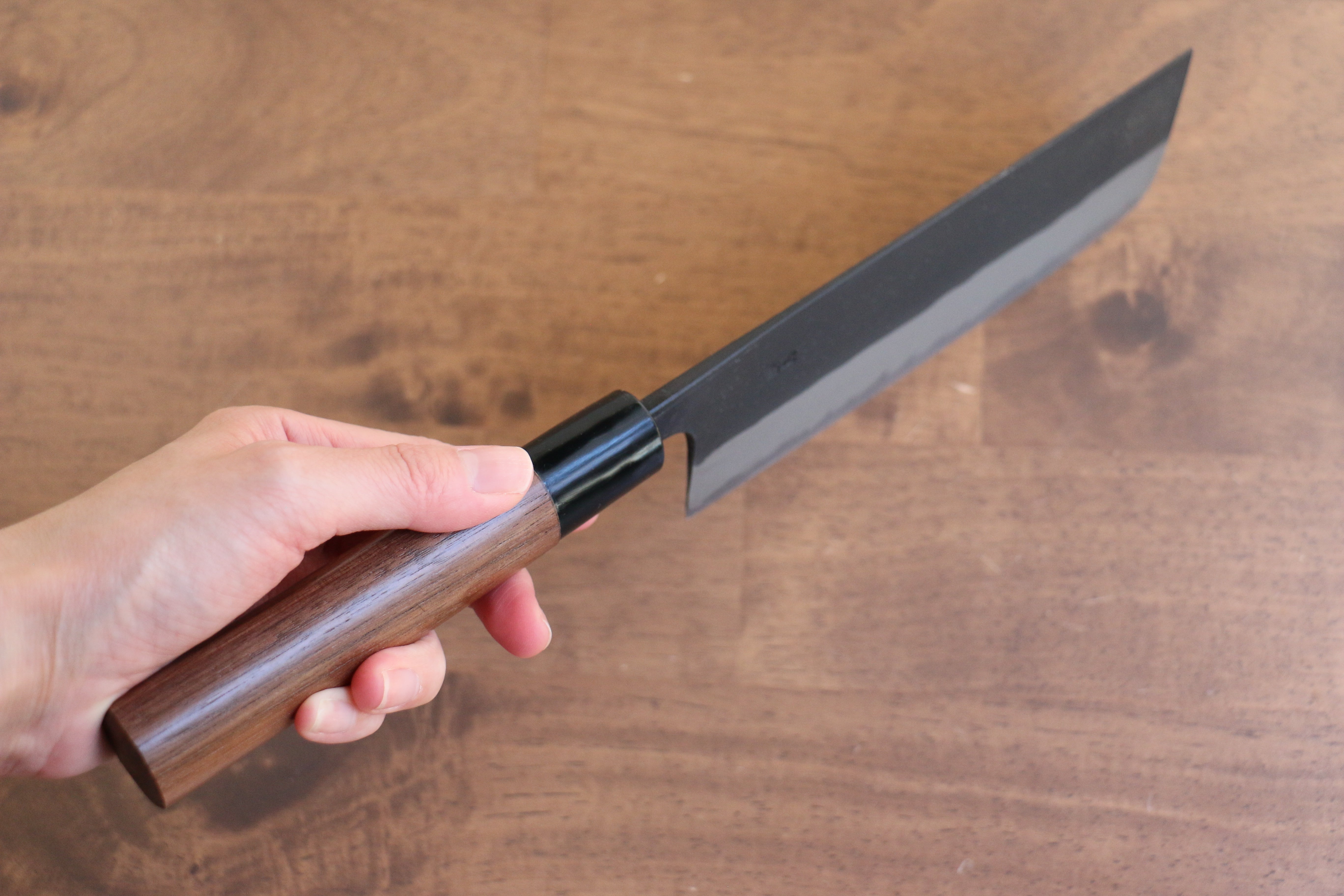 Nao Yamamoto Blue Steel Kurouchi Nakiri 165mm Walnut Handle - Japanny - Best Japanese Knife