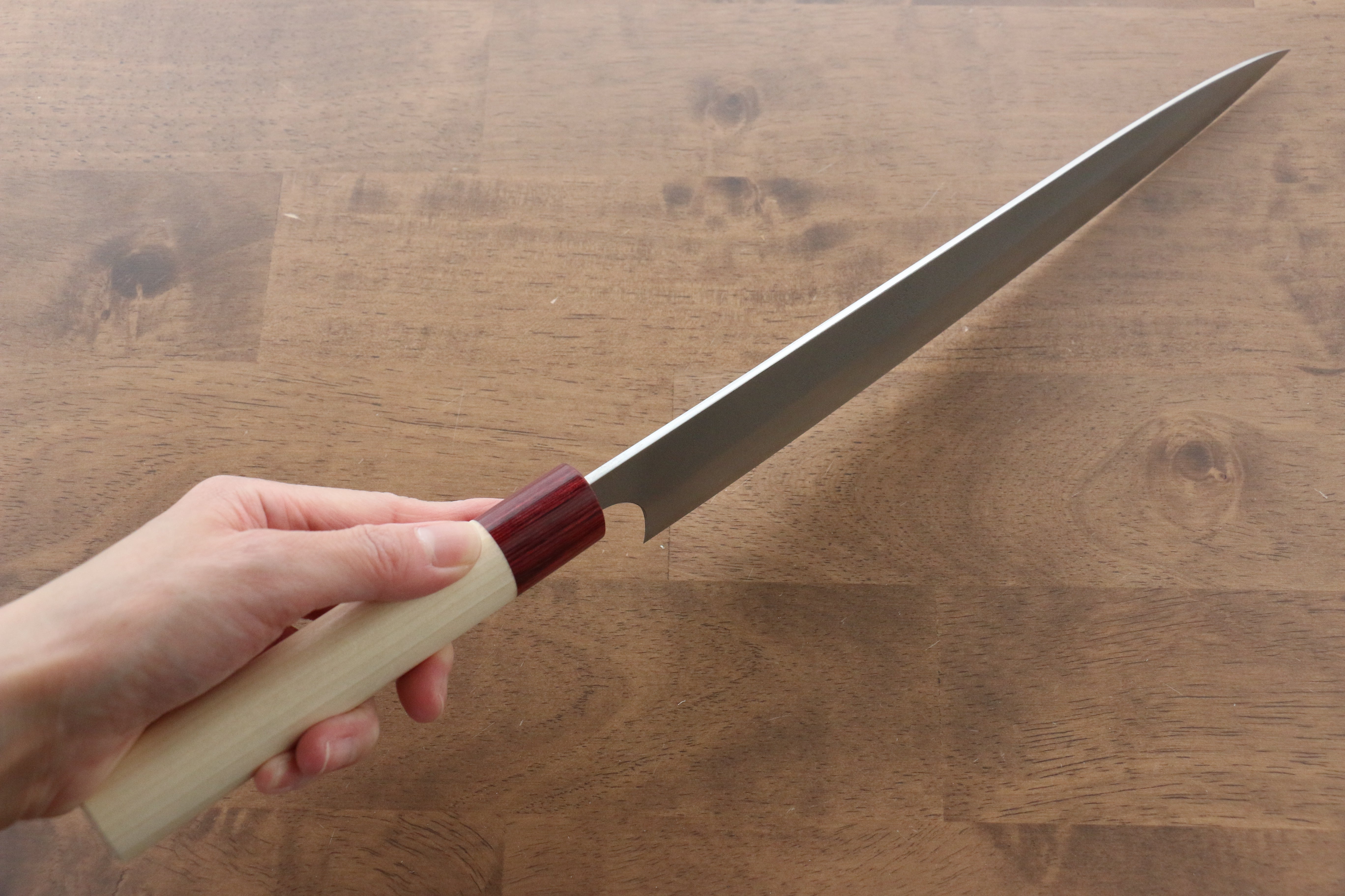 Masakage Yuki White Steel No.2 Nashiji Sujihiki 270mm Magnolia Handle - Japanny - Best Japanese Knife