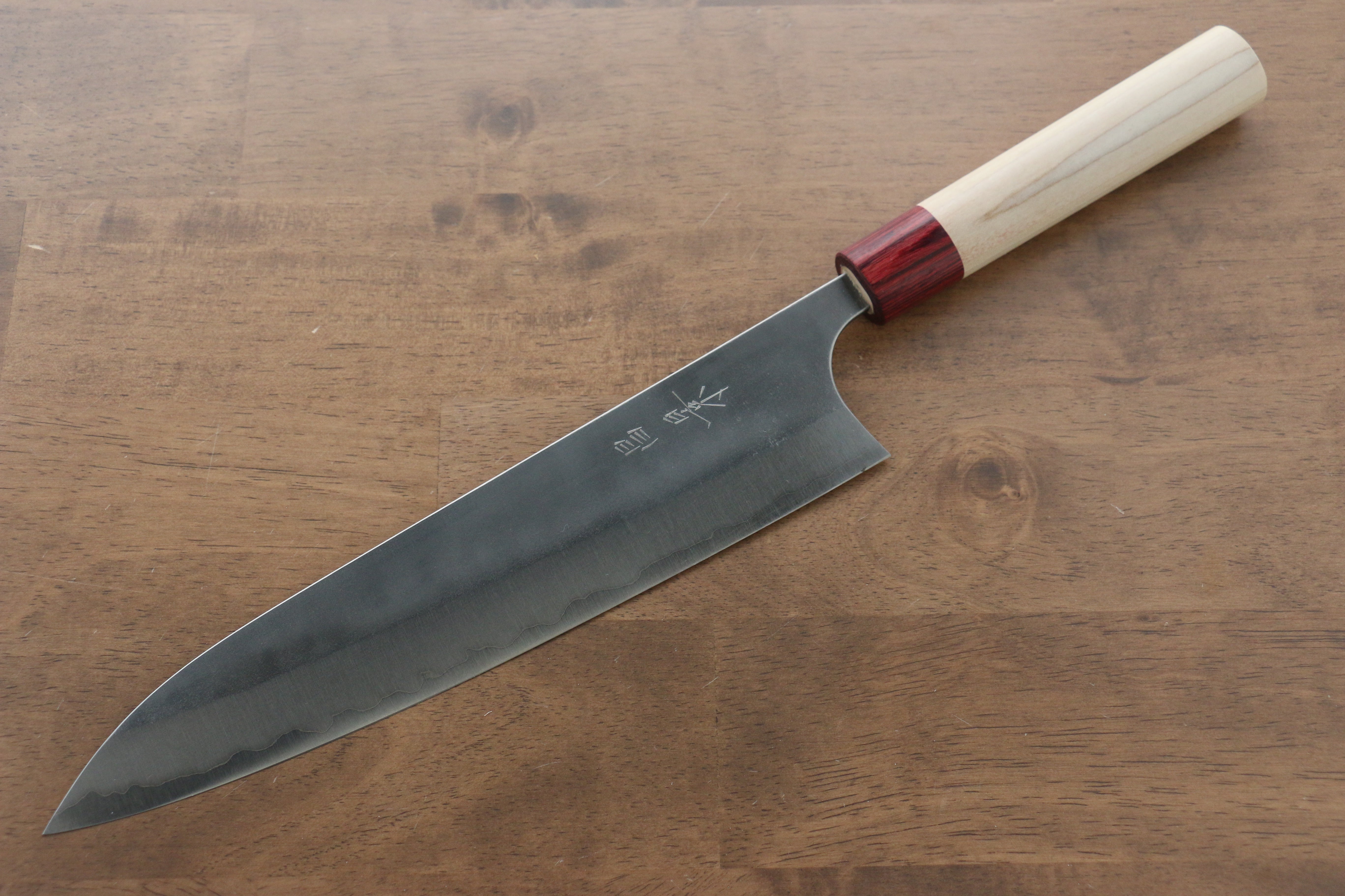 Masakage Yuki White Steel No.2 Nashiji Gyuto 240mm Magnolia Handle - Japanny - Best Japanese Knife