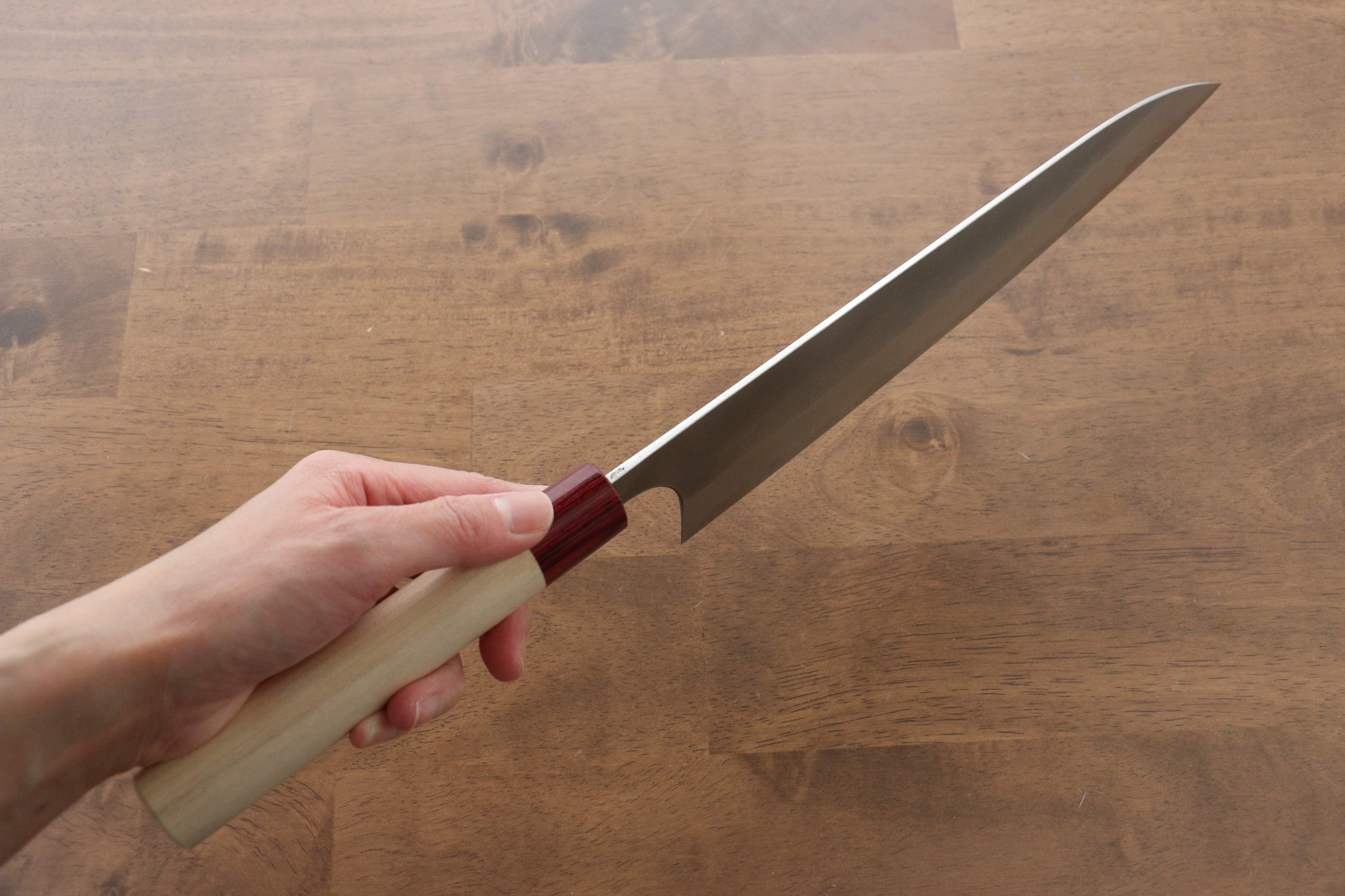 Masakage Yuki White Steel No.2 Nashiji Gyuto 240mm Magnolia Handle - Japanny - Best Japanese Knife