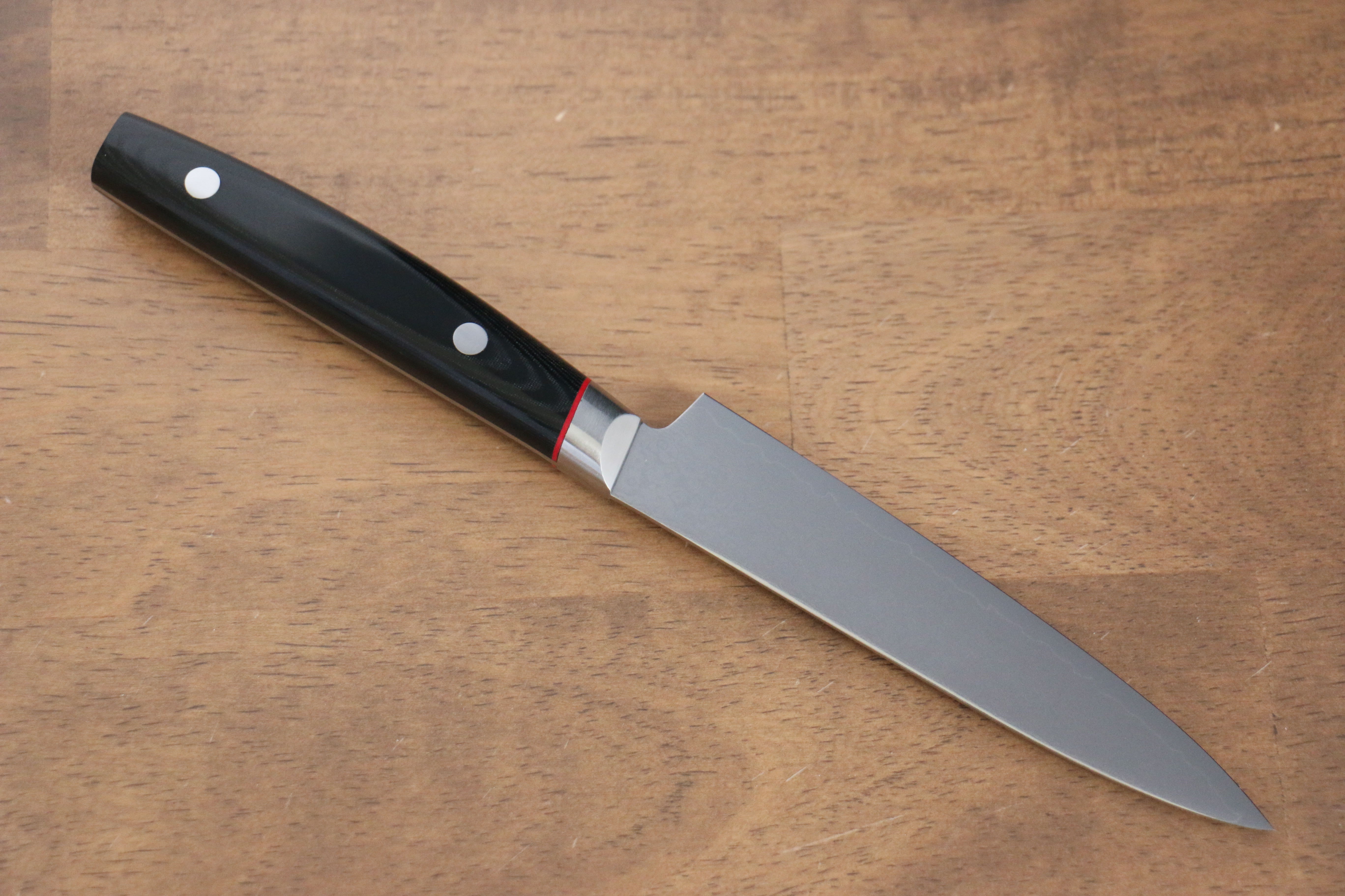 Seisuke Saiun VG10 Damascus Petty-Utility 120mm Black Micarta Handle - Japanny - Best Japanese Knife