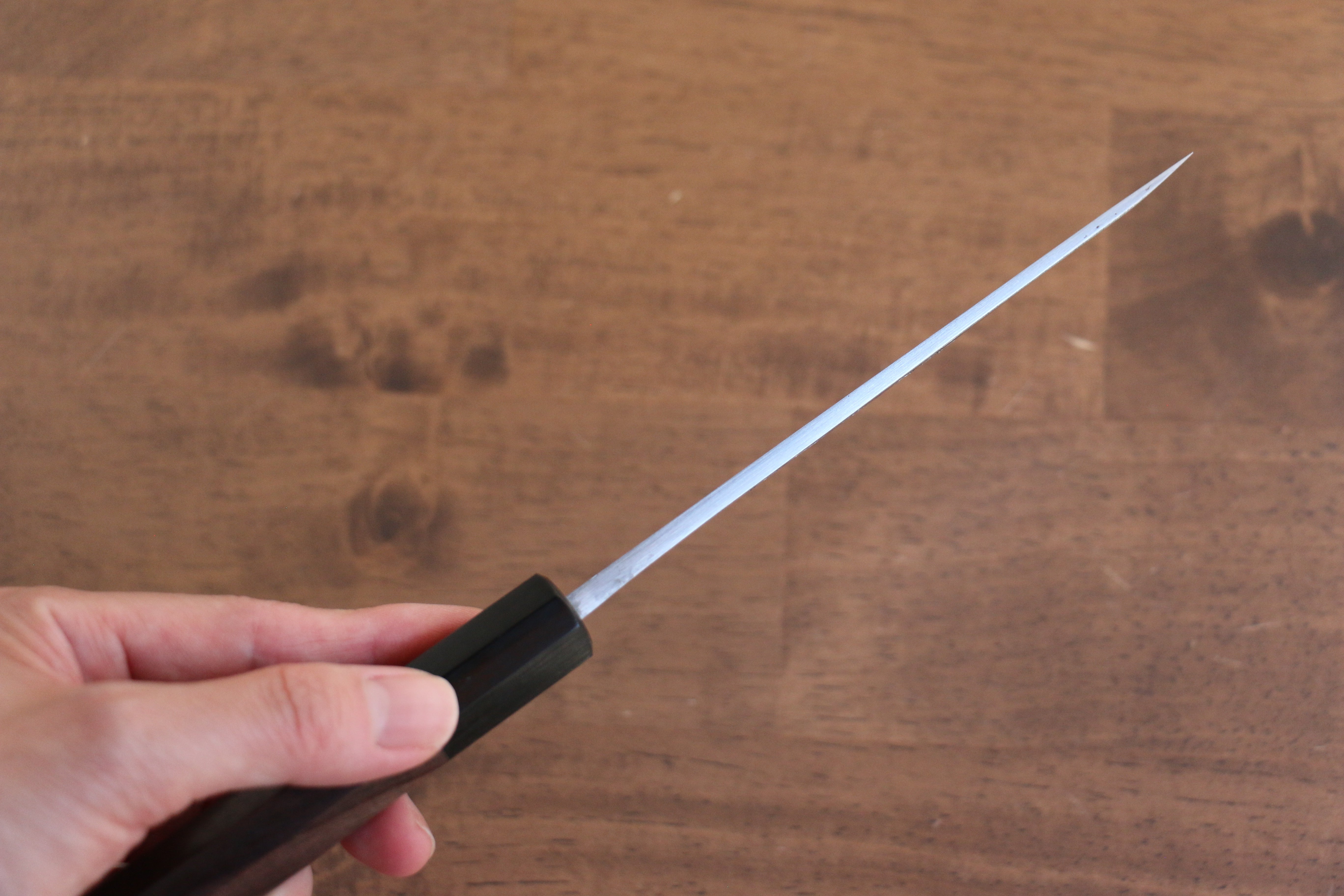 Hideo Kitaoka White Steel No.2 Damascus Matsuba 120mm Shitan Handle - Japanny - Best Japanese Knife