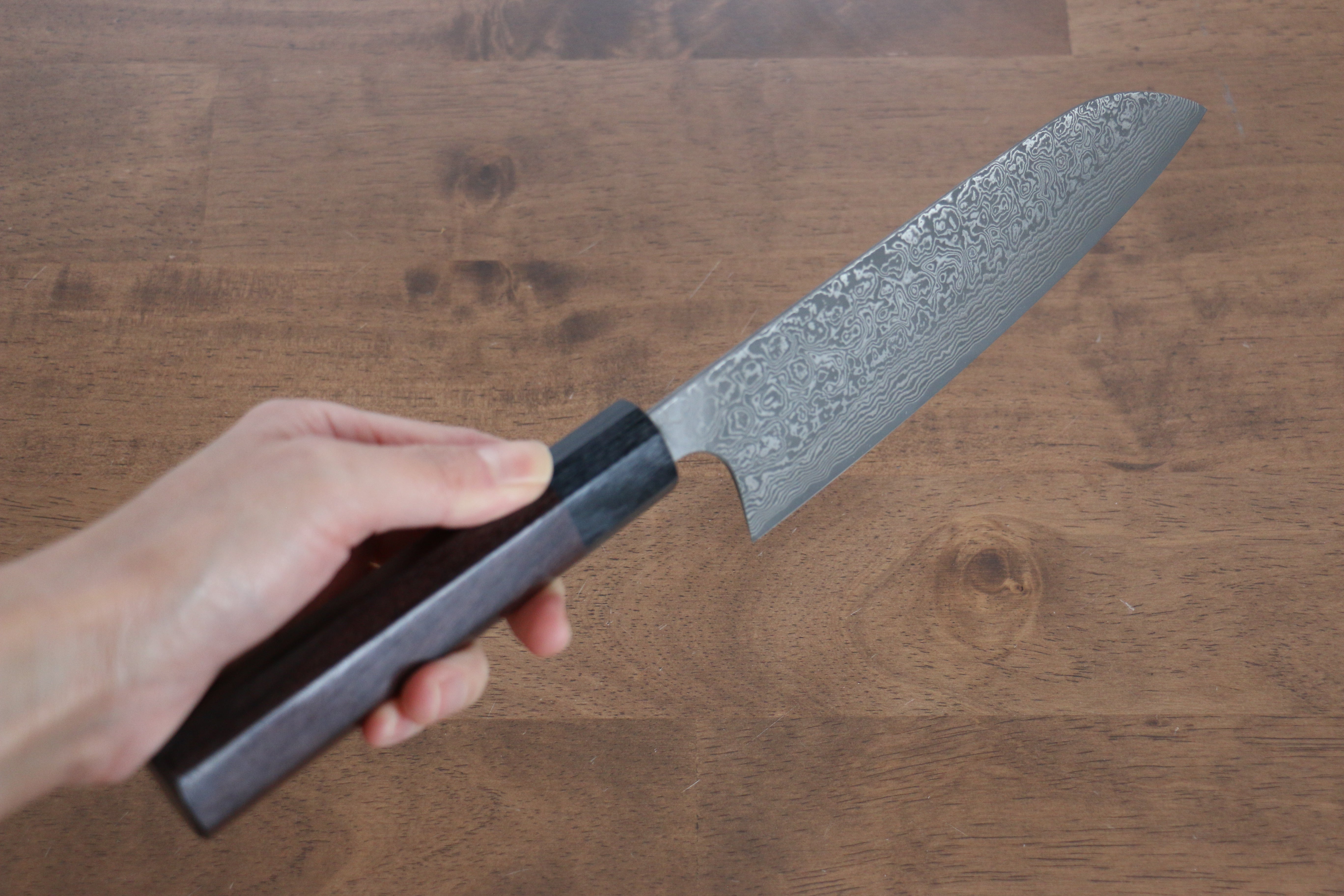 Masakage Kumo VG10 Damascus Santoku 165mm Shitan Handle - Japanny - Best Japanese Knife