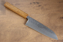  Seisuke Tsukikage AUS10 Migaki Finished Hammered Damascus Santoku 170mm Oak Handle - Japanny - Best Japanese Knife