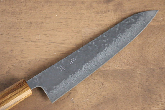 Seisuke Tsukikage AUS10 Migaki Finished Hammered Damascus Gyuto 210mm Oak Handle - Japanny - Best Japanese Knife