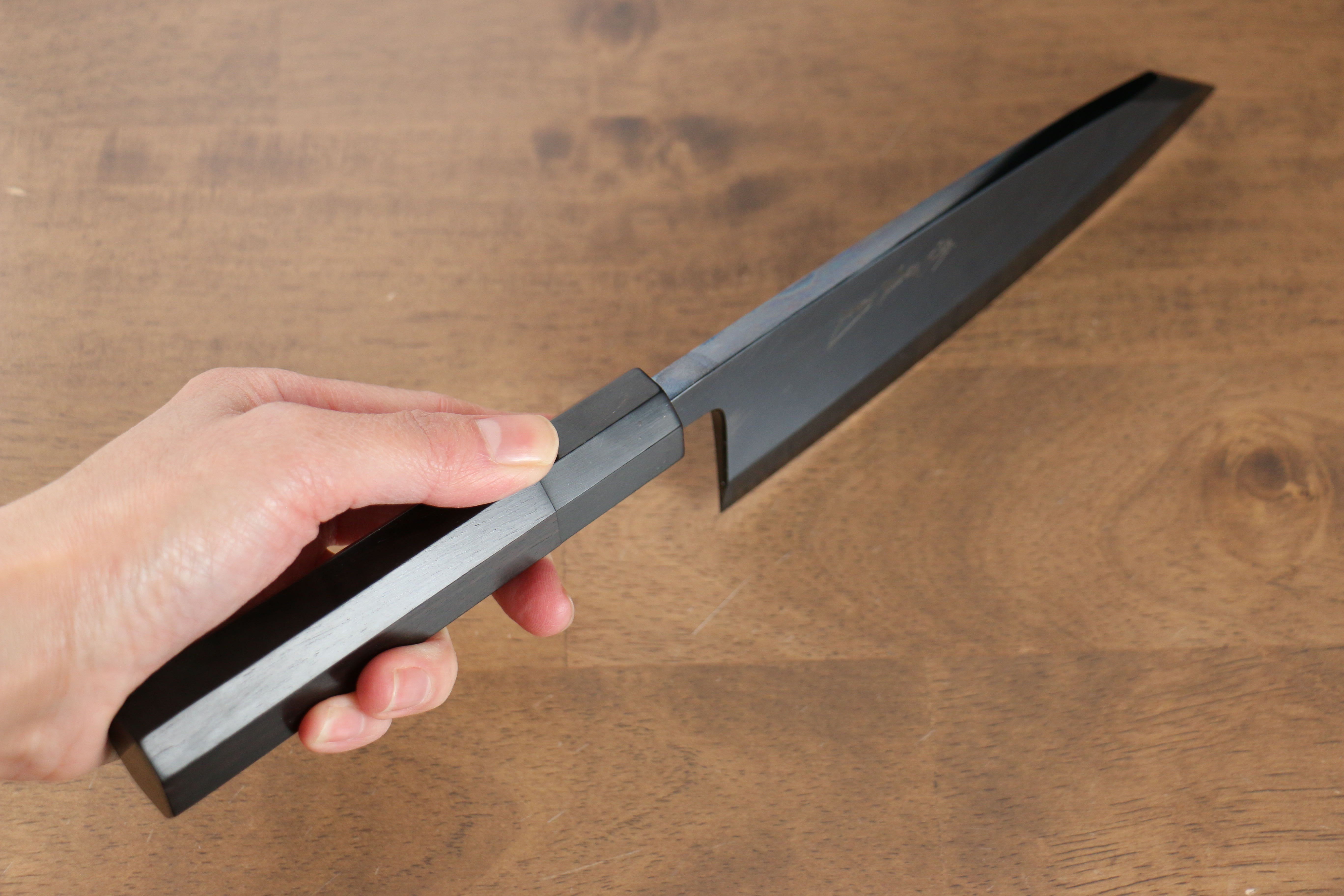 Jikko Ginza White Steel Black dyeing Kiritsuke Deba  150mm Ebony Wood Handle - Japanny - Best Japanese Knife