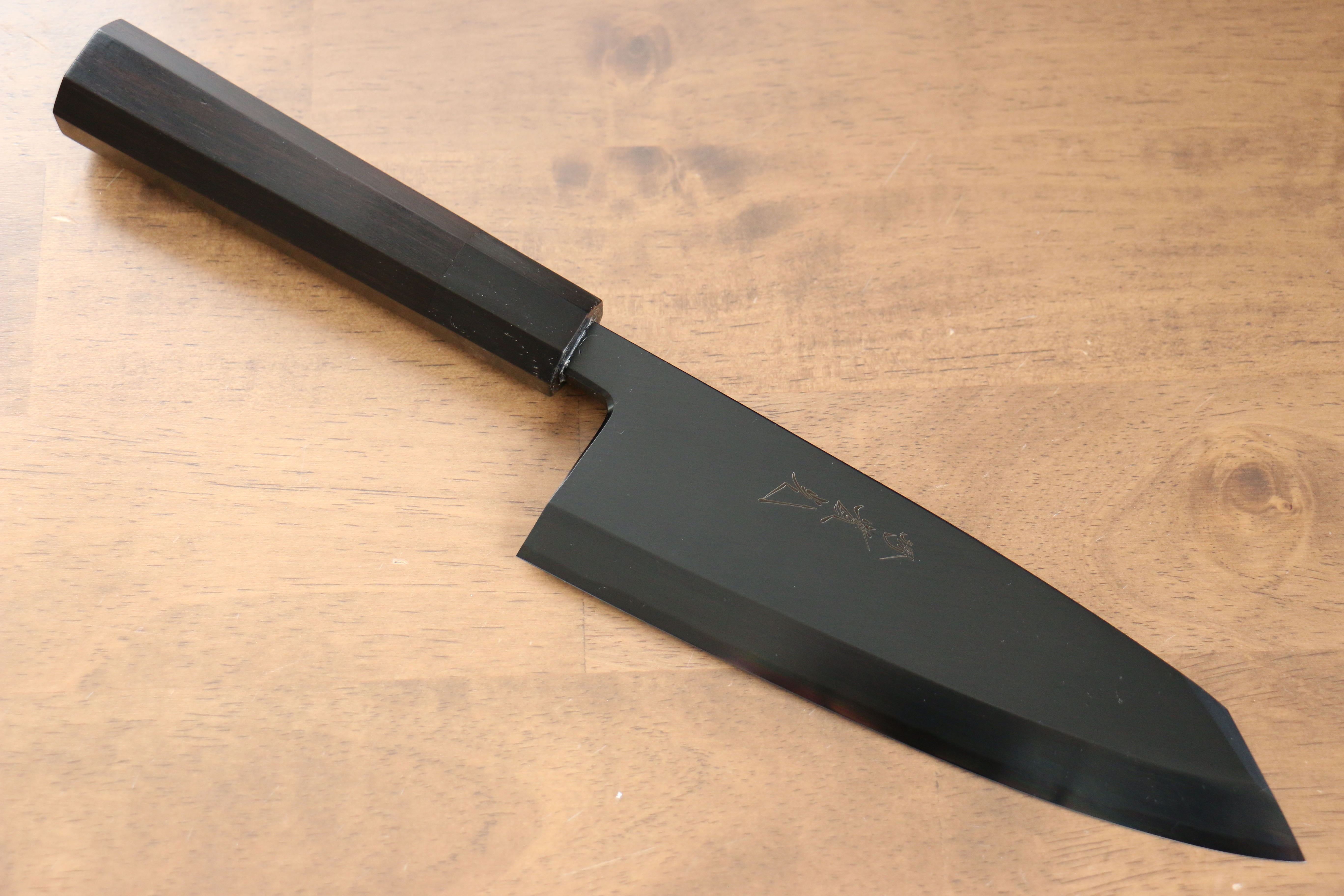 Jikko Ginza White Steel Black dyeing Kiritsuke Deba  180mm Ebony Wood Handle - Japanny - Best Japanese Knife