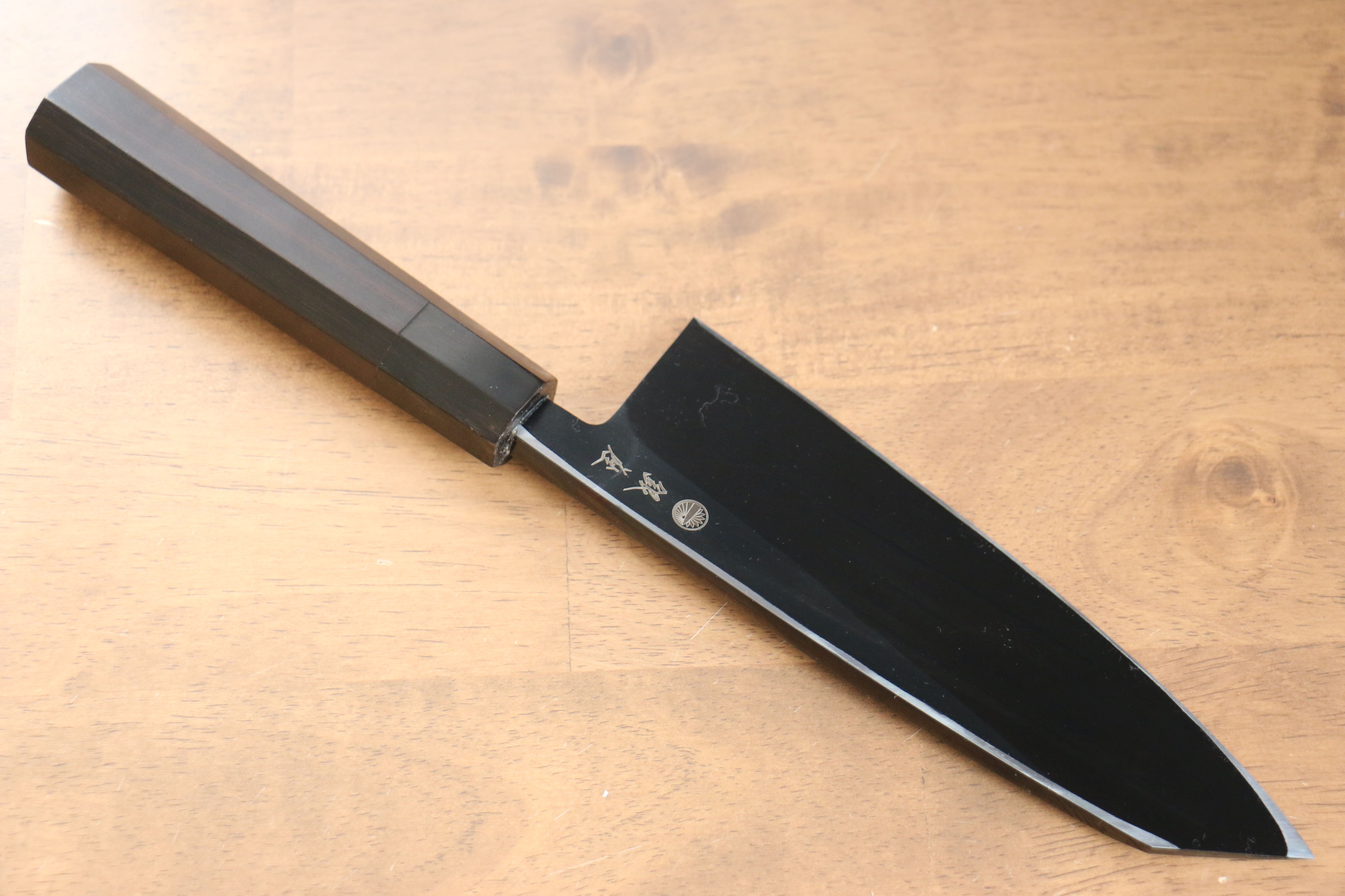 Jikko Ginza White Steel Black dyeing Kiritsuke Deba  180mm Ebony Wood Handle - Japanny - Best Japanese Knife