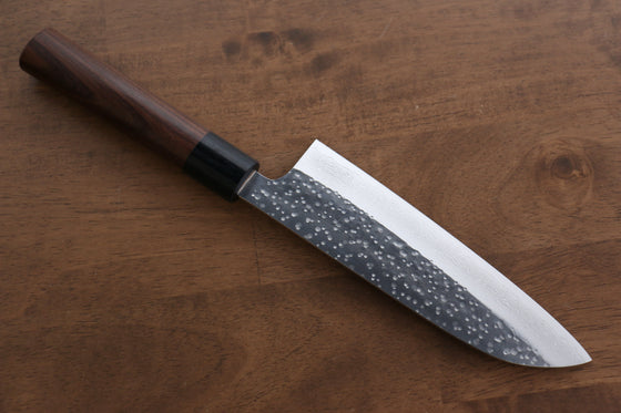 Seisuke VG10 Hammered(Maru) Santoku 165mm Morado Handle - Japanny - Best Japanese Knife