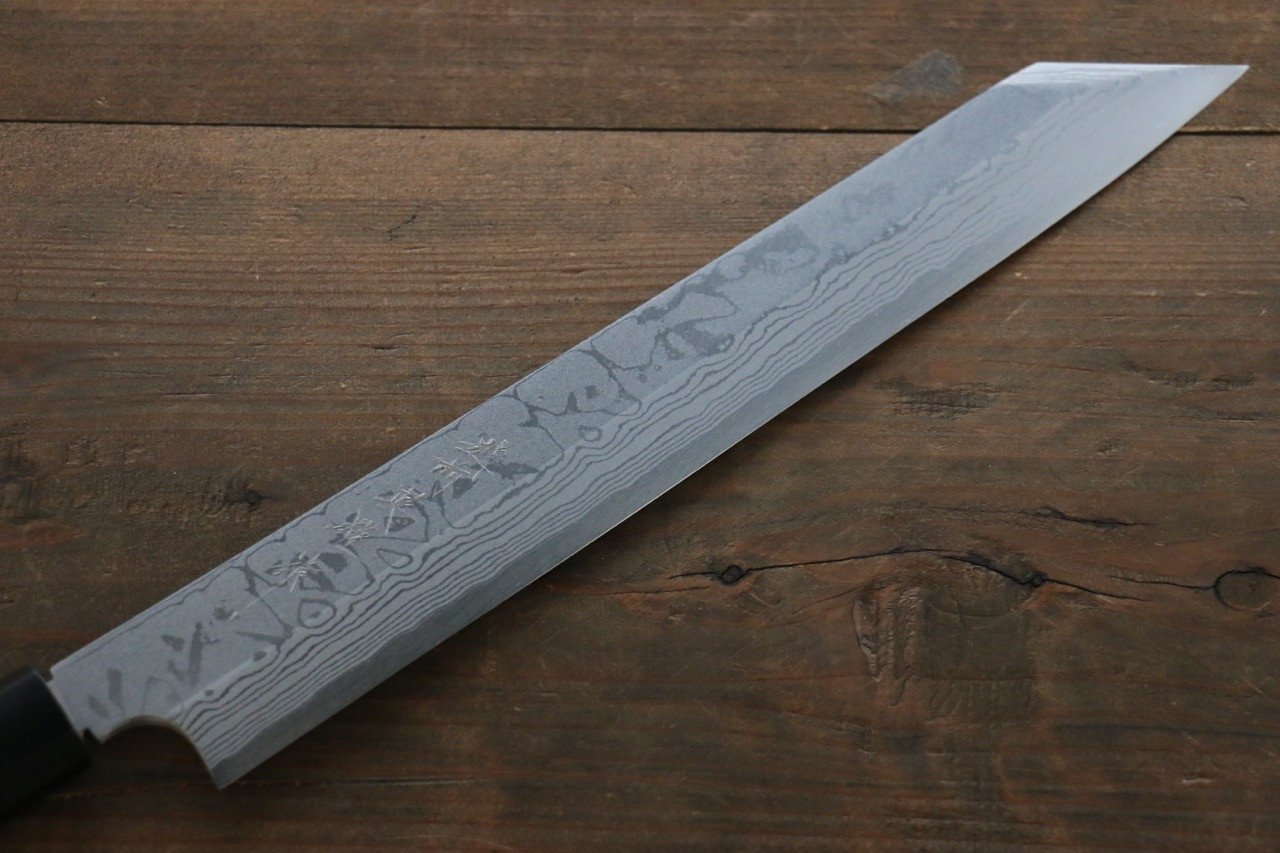 Hideo Kitaoka Blue Steel No.2 Damascus Kiritsuke Yanagiba 210mm Shitan Handle - Japanny - Best Japanese Knife