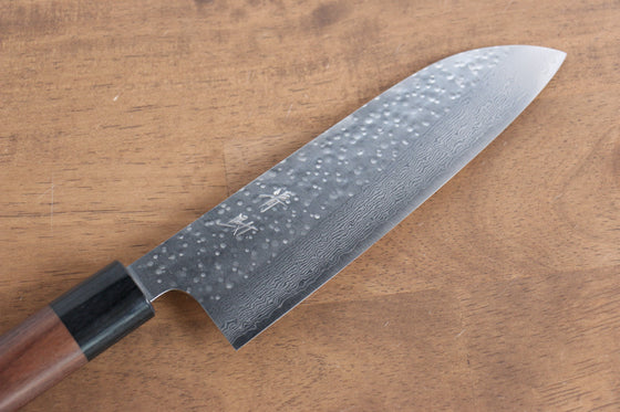 Seisuke VG10 Hammered(Maru) Santoku 165mm Morado Handle - Japanny - Best Japanese Knife