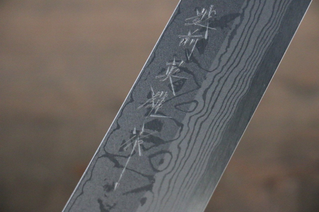 Hideo Kitaoka Blue Steel No.2 Damascus Kiritsuke Yanagiba 210mm Shitan Handle - Japanny - Best Japanese Knife
