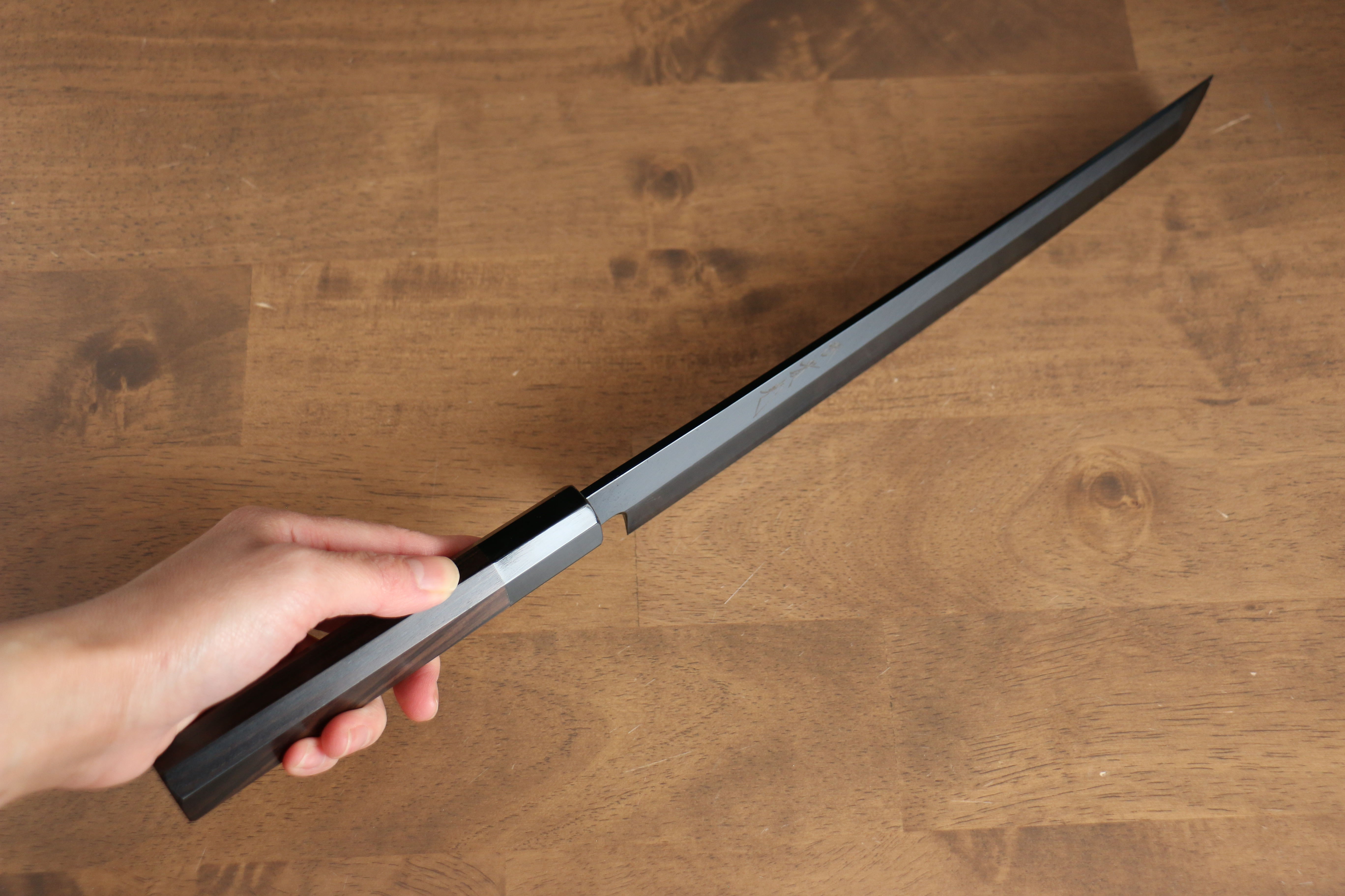 Jikko Ginza White Steel Black dyeing Sakimaru Yanagiba  270mm Ebony Wood Handle - Japanny - Best Japanese Knife