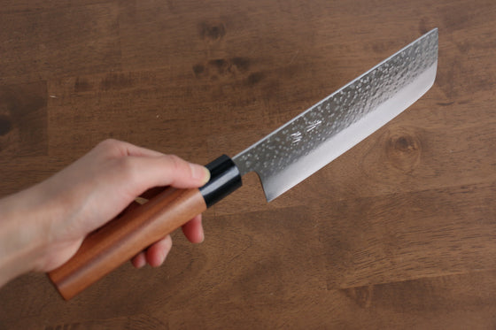 Seisuke VG10 Hammered(Maru) Nakiri 170mm Morado Handle - Japanny - Best Japanese Knife