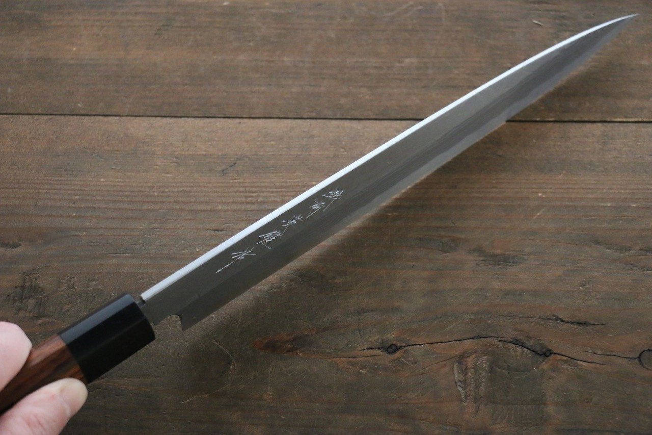 Hideo Kitaoka Blue Steel No.2 Damascus Yanagiba 240mm Shitan Handle - Japanny - Best Japanese Knife