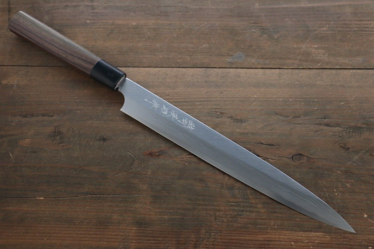 Hideo Kitaoka Blue Steel No.2 Damascus Yanagiba 270mm Shitan Handle - Japanny - Best Japanese Knife