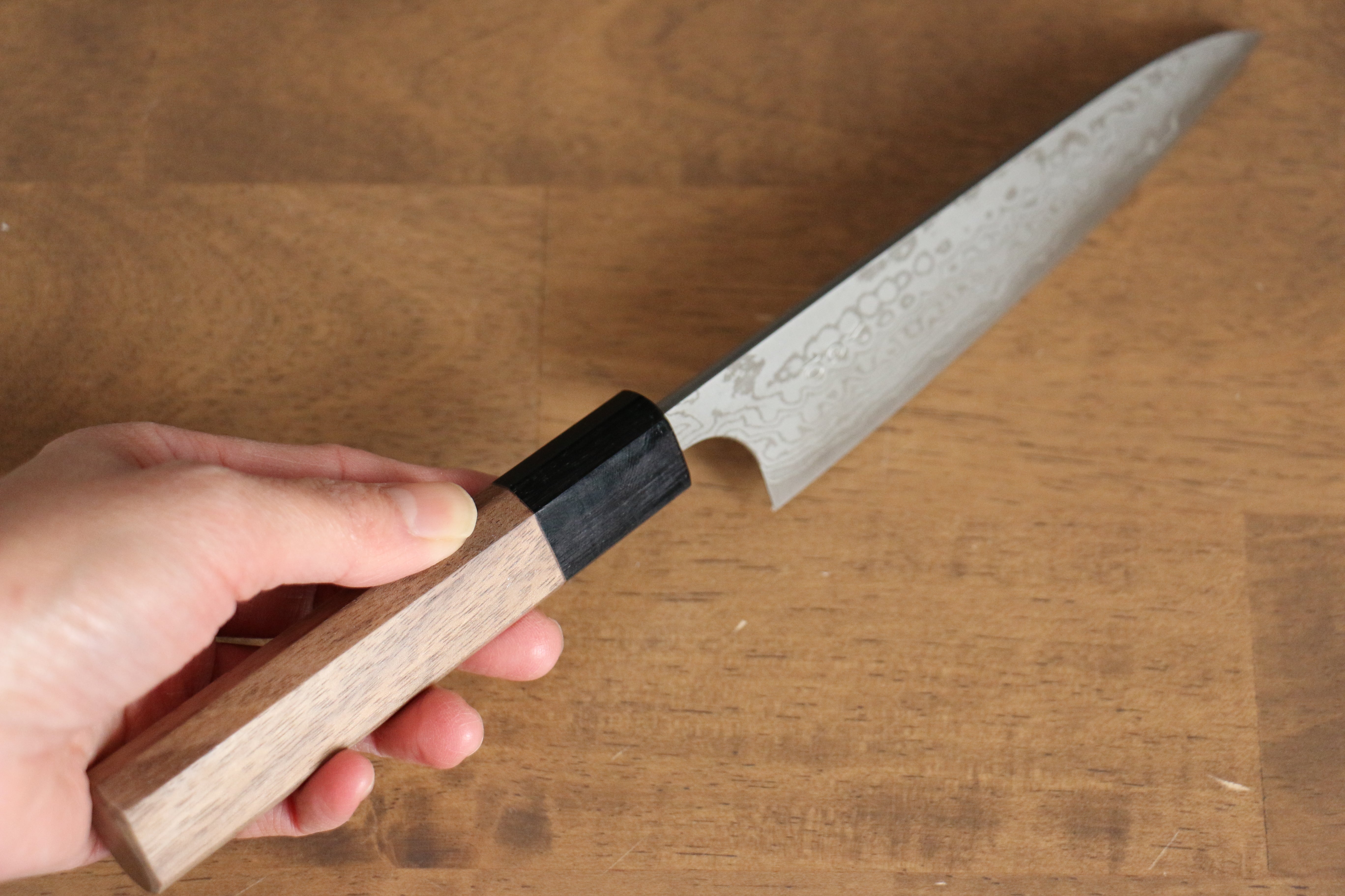 Nao Yamamoto VG10 Damascus Petty-Utility 135mm Walnut Handle - Japanny - Best Japanese Knife