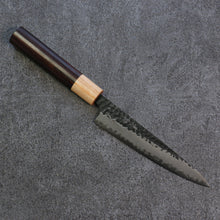  Seisuke Shitan Blue Super Hammered Kurouchi Petty-Utility 135mm Shitan Handle - Japanny - Best Japanese Knife