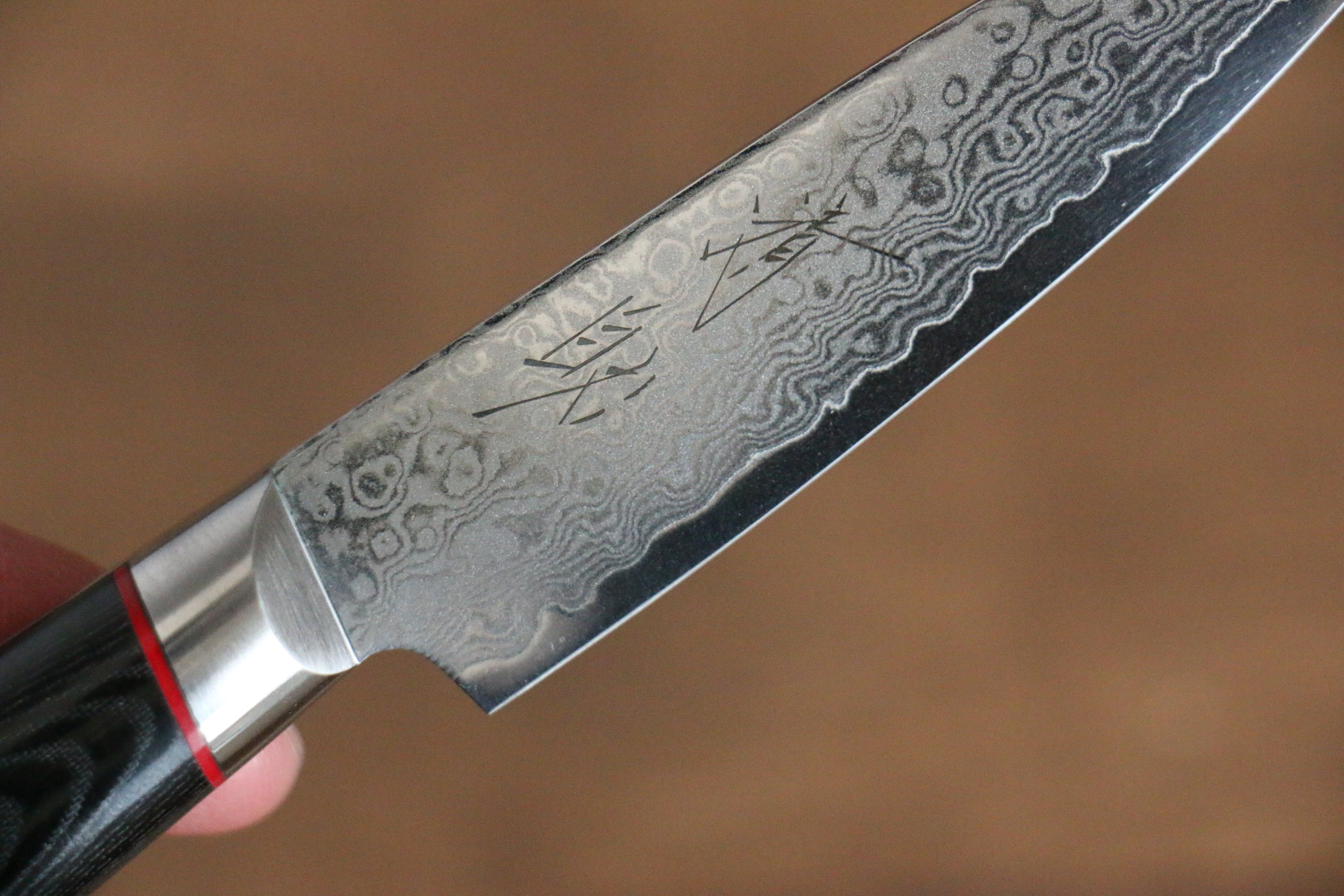 Seisuke Saiun VG10 Damascus Paring 90mm Black Micarta Handle - Japanny - Best Japanese Knife