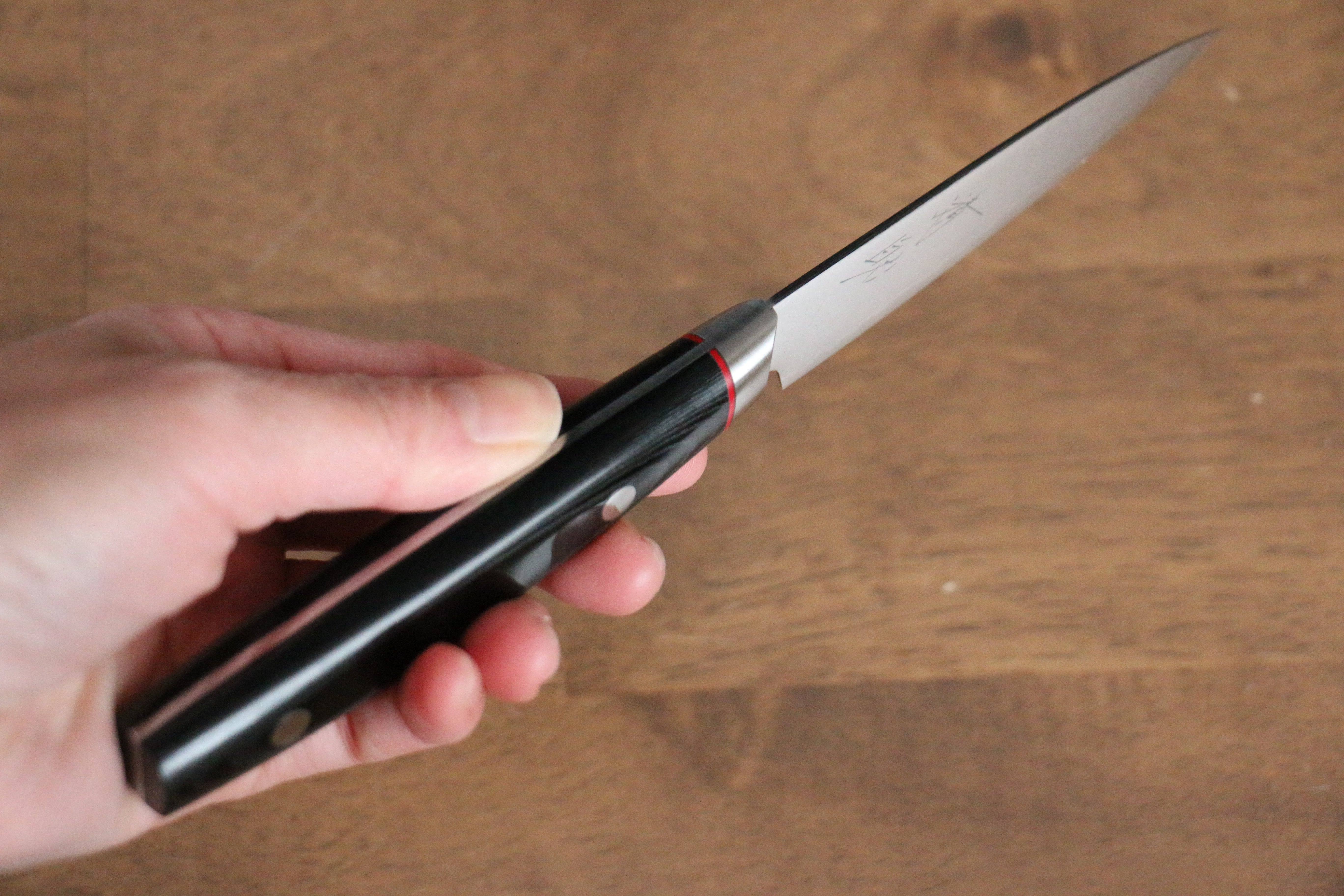 Seisuke Saiun VG10 Damascus Paring 90mm Black Micarta Handle - Japanny - Best Japanese Knife