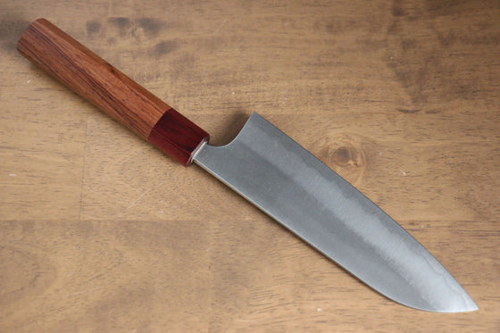 Yoshimi Kato Blue Super Nashiji Santoku 170mm with Red Honduras Handle - Japanny - Best Japanese Knife