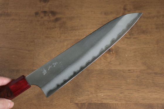 Yoshimi Kato Blue Super Nashiji Gyuto 210mm with Red Honduras Handle - Japanny - Best Japanese Knife