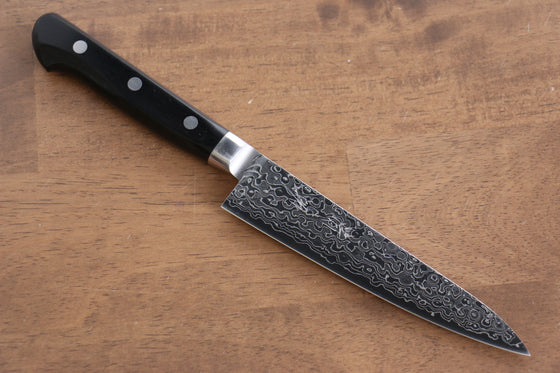 Seisuke AUS10 45 Layer Mirrored Finish Damascus Petty-Utility 135mm Black Pakka wood Handle - Japanny - Best Japanese Knife