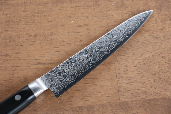 Seisuke AUS10 45 Layer Mirrored Finish Damascus Petty-Utility 135mm Black Pakka wood Handle - Japanny - Best Japanese Knife