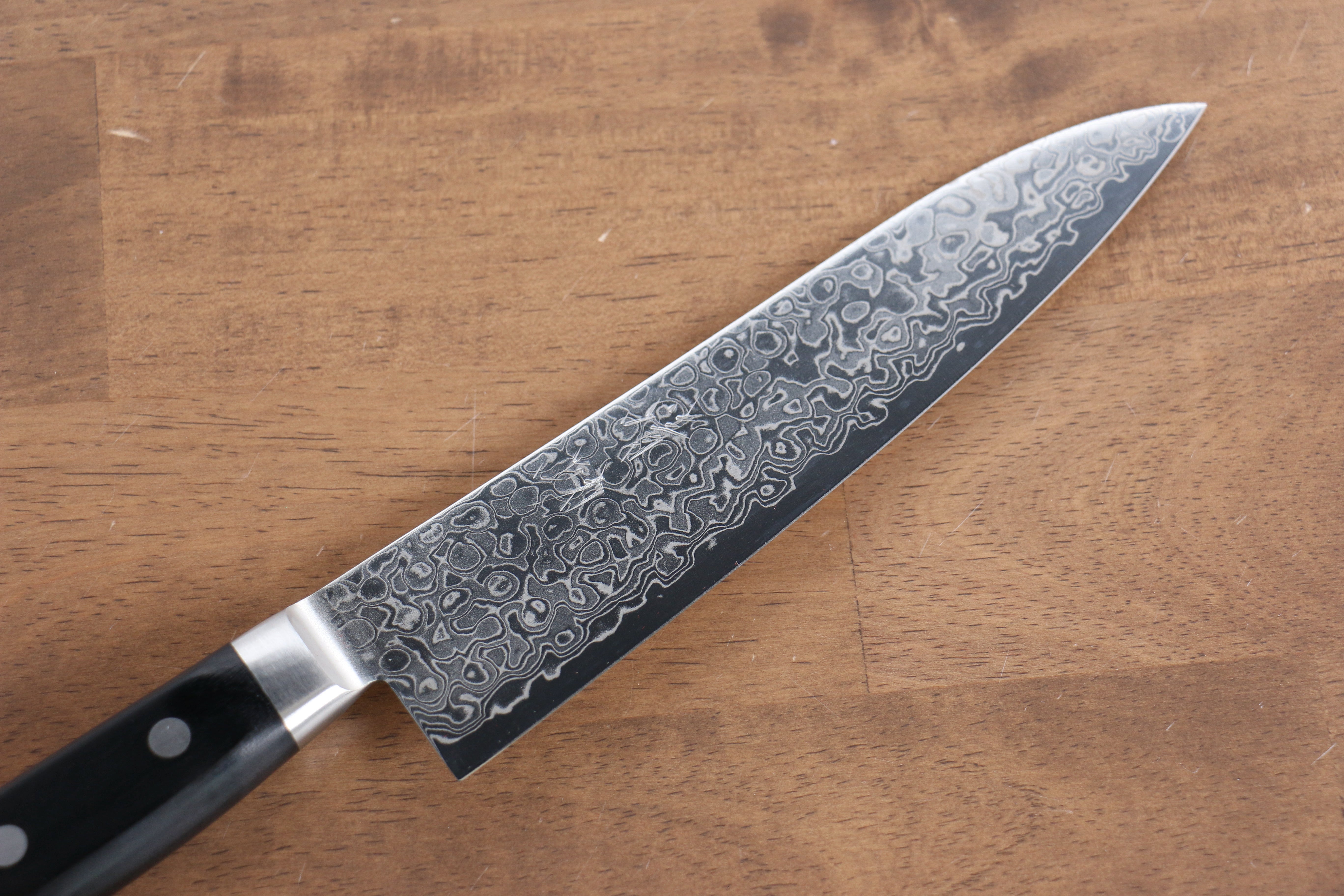 Seisuke AUS10 45 Layer Mirrored Finish Damascus Gyuto 180mm Black Pakka wood Handle - Japanny - Best Japanese Knife