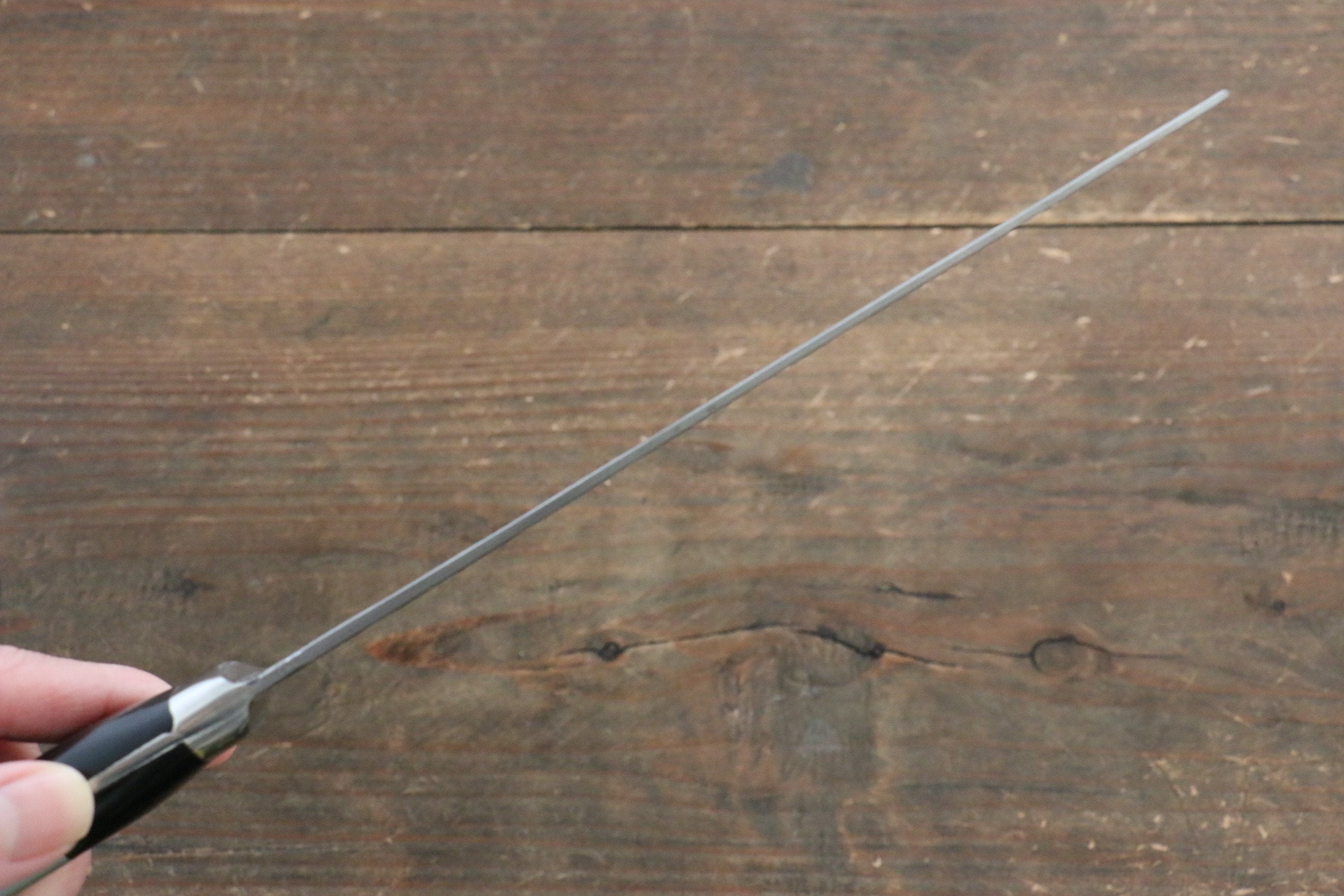 Fujiwara Teruyasu Fujiwara Teruyasu Maboroshi White Steel No.1 Nashiji Hammered Nakiri 165mm with Black Pakka wood Handle - Japanny - Best Japanese Knife