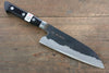 Fujiwara Teruyasu Fujiwara Teruyasu Denka Blue Super Black Finished Santoku 165mm with Black Pakka wood Handle - Japanny - Best Japanese Knife