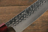 Yoshimi Kato Silver Steel No.3 Hammered Santoku Japanese Chef Knife 165mm with Red Honduras Handle - Japanny - Best Japanese Knife