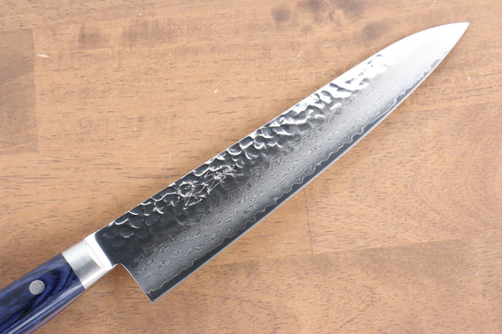 Seisuke VG10 33 Layer Hammered Damascus Gyuto 210mm Blue Pakka wood Handle - Japanny - Best Japanese Knife