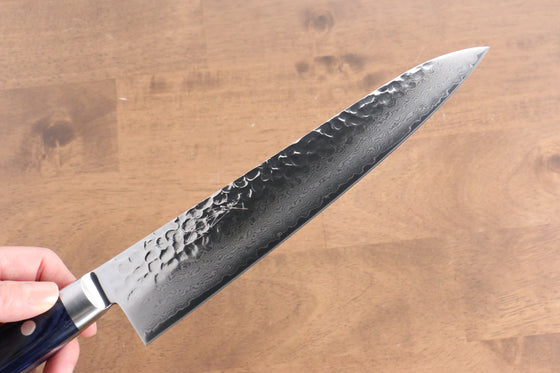 Seisuke VG10 33 Layer Hammered Damascus Gyuto 210mm Blue Pakka wood Handle - Japanny - Best Japanese Knife