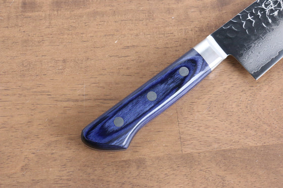 Seisuke VG10 33 Layer Hammered Damascus Gyuto 210mm Blue Pakka wood Handle - Japanny - Best Japanese Knife