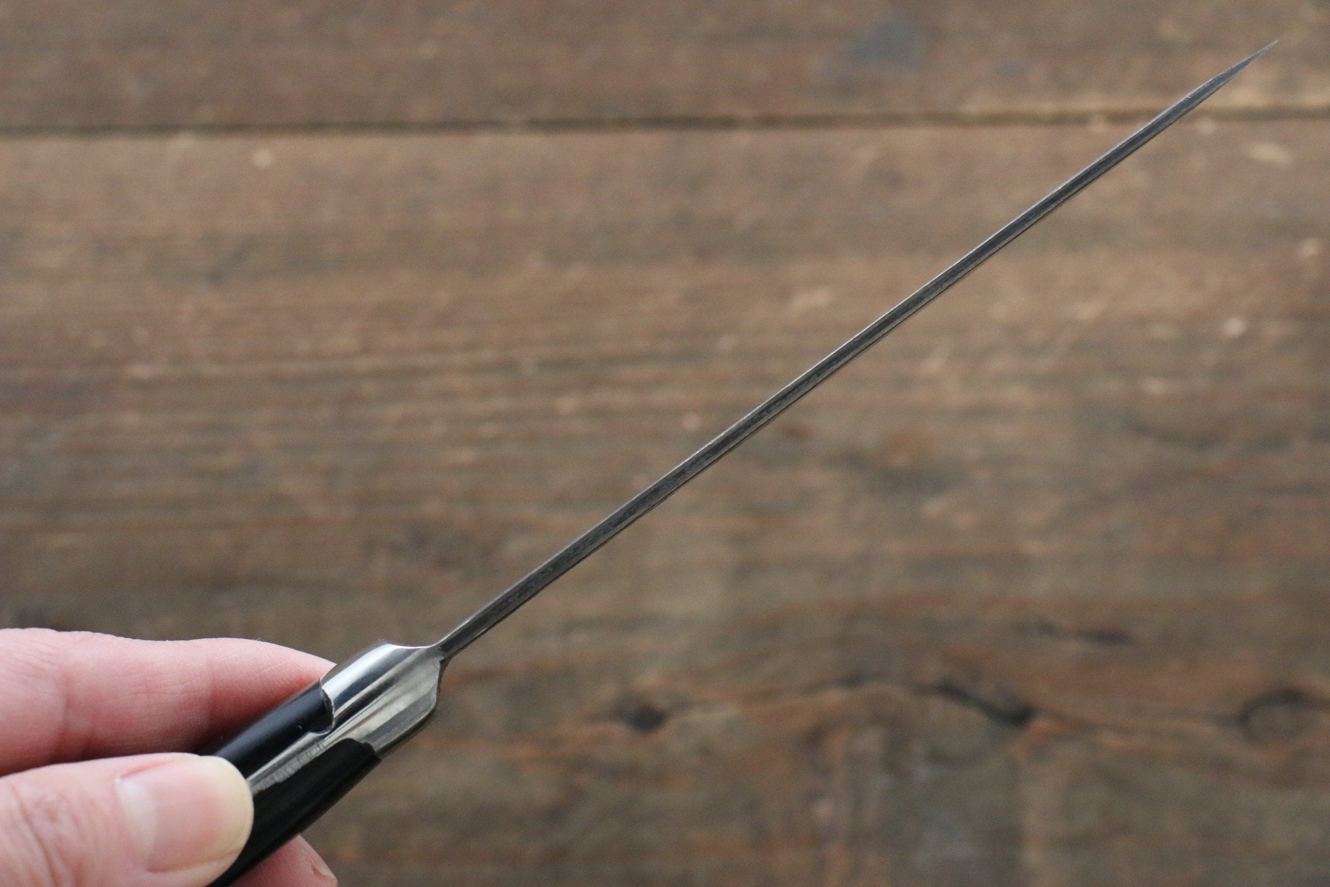 Fujiwara Teruyasu Fujiwara Teruyasu Denka Blue Super Black Finished Petty-Utility 120mm with Black Pakka wood Handle - Japanny - Best Japanese Knife