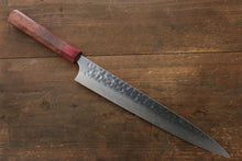  Yoshimi Kato Silver Steel No.3 Hammered Sujihiki Japanese Chef Knife 270mm with Red Honduras Handle - Japanny - Best Japanese Knife