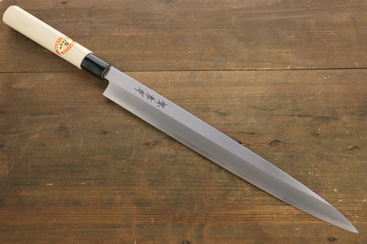 Sakai Takayuki Kasumi White Steel Yanagiba Magnolia Handle - Japanny - Best Japanese Knife