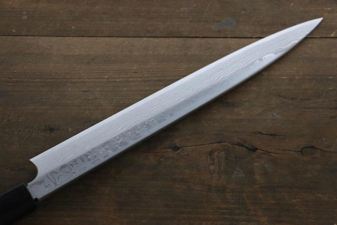 [Left Handed] Hideo Kitaoka White Steel No.2 Damascus Yanagiba Japanese Chef Knife 300mm - Japanny - Best Japanese Knife