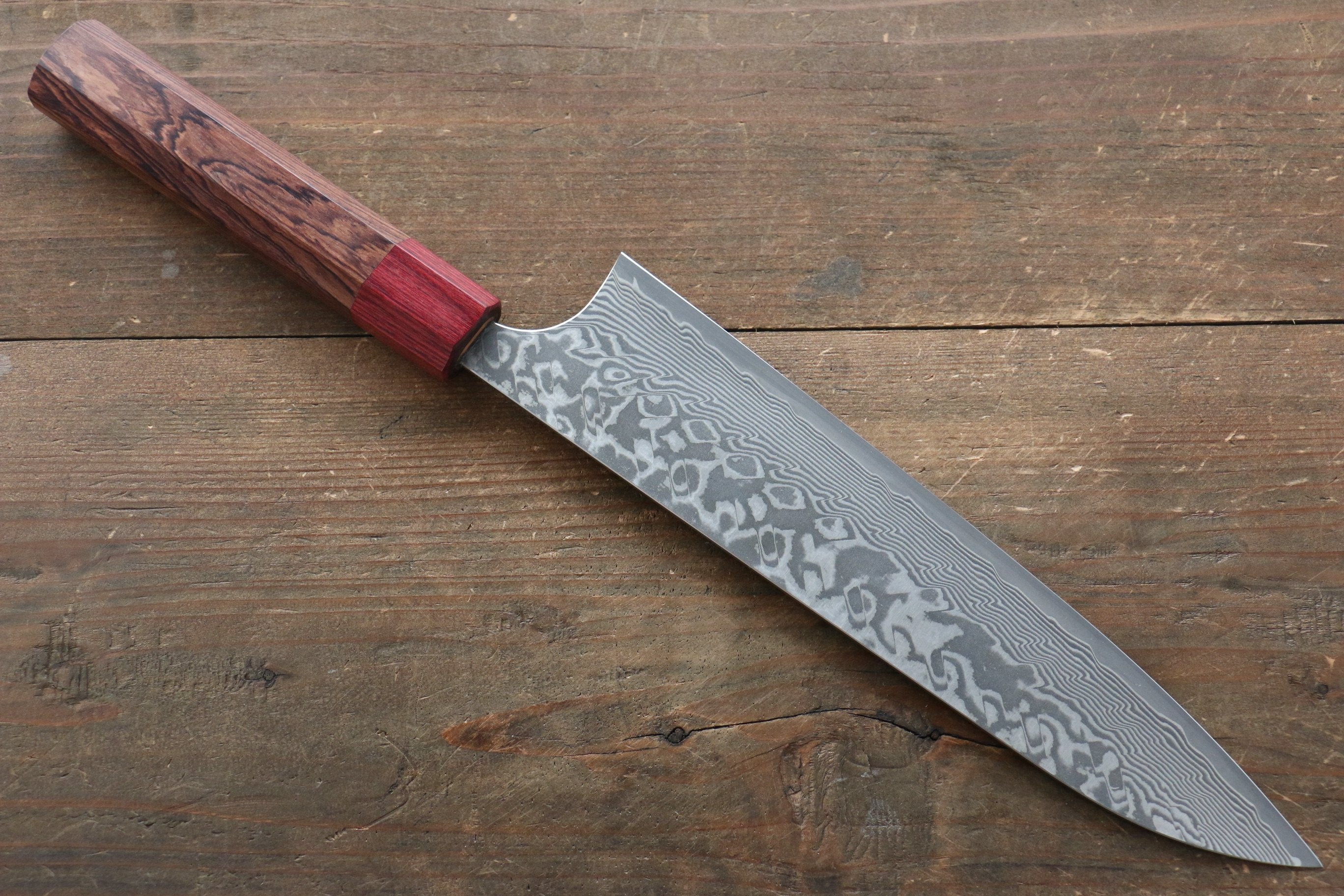 Yoshimi Kato SG2 Black Damascus Gyuto 210mm Red Honduras Handle - Japanny - Best Japanese Knife