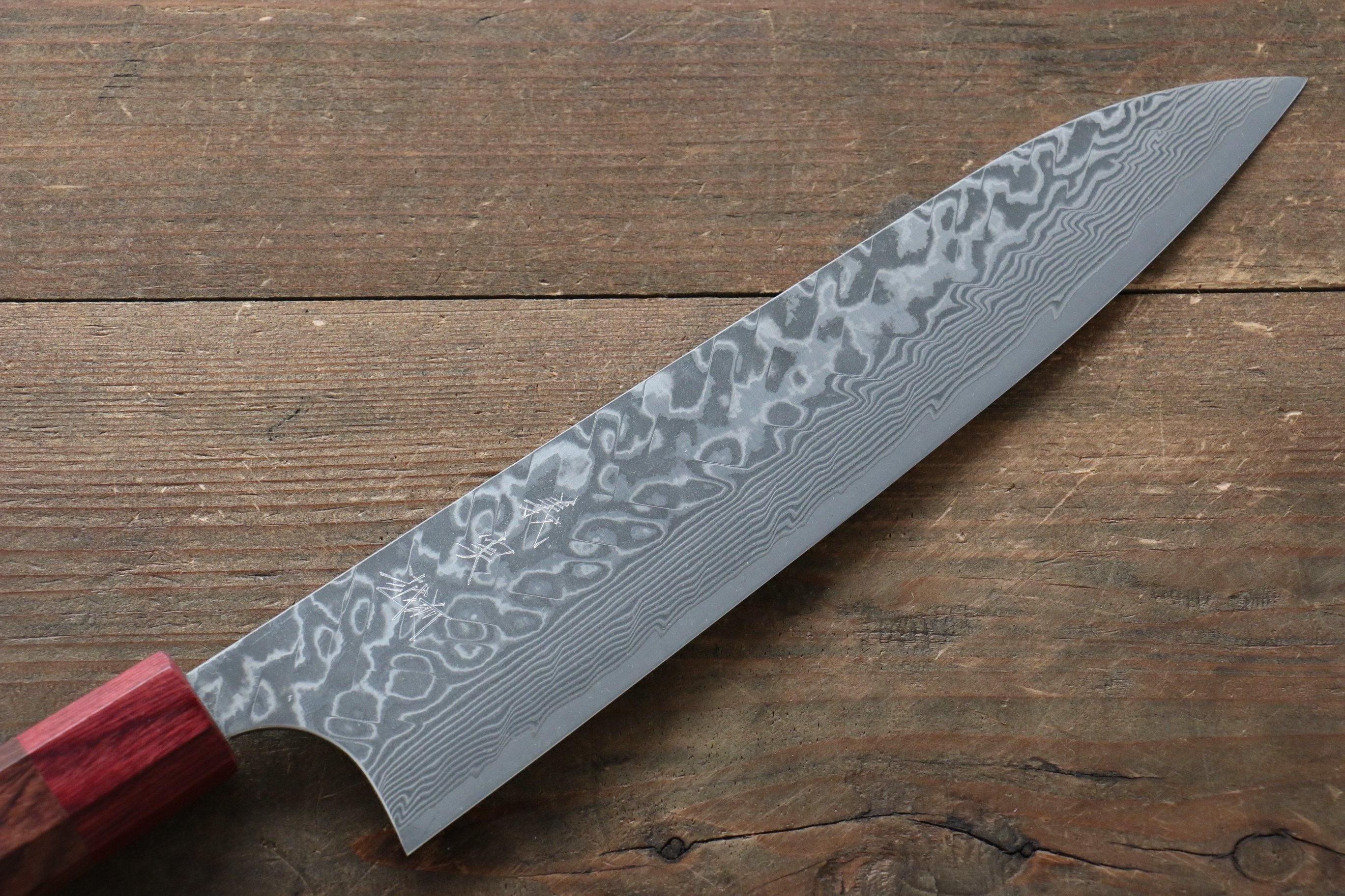 Yoshimi Kato SG2 Black Damascus Gyuto 210mm Red Honduras Handle - Japanny - Best Japanese Knife