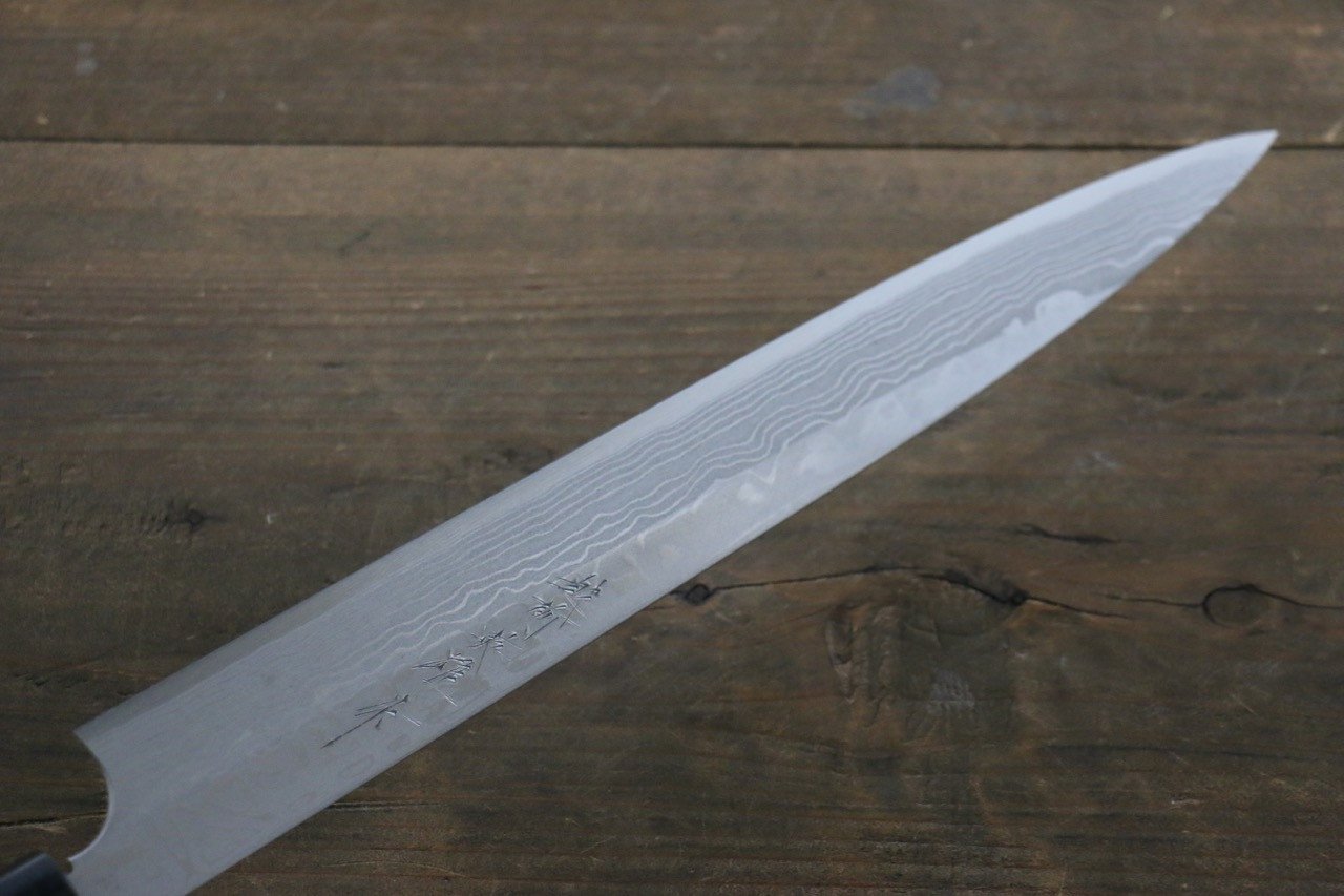 [Left Handed] Hideo Kitaoka White Steel No.2 Damascus Yanagiba Japanese Chef Knife 300mm - Japanny - Best Japanese Knife