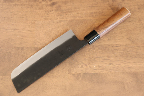 Nao Yamamoto White Steel Kurouchi Nakiri 180mm Walnut Handle - Japanny - Best Japanese Knife